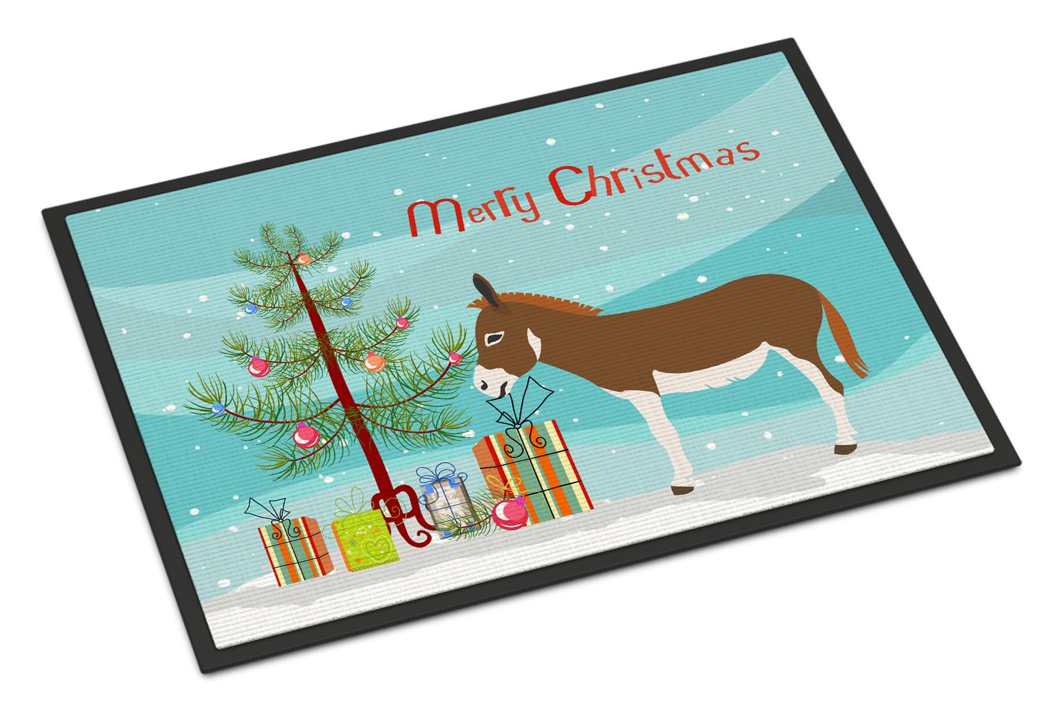 Miniature Mediterranian Donkey Christmas Indoor or Outdoor Mat 24x36 BB9214JMAT by Caroline's Treasures