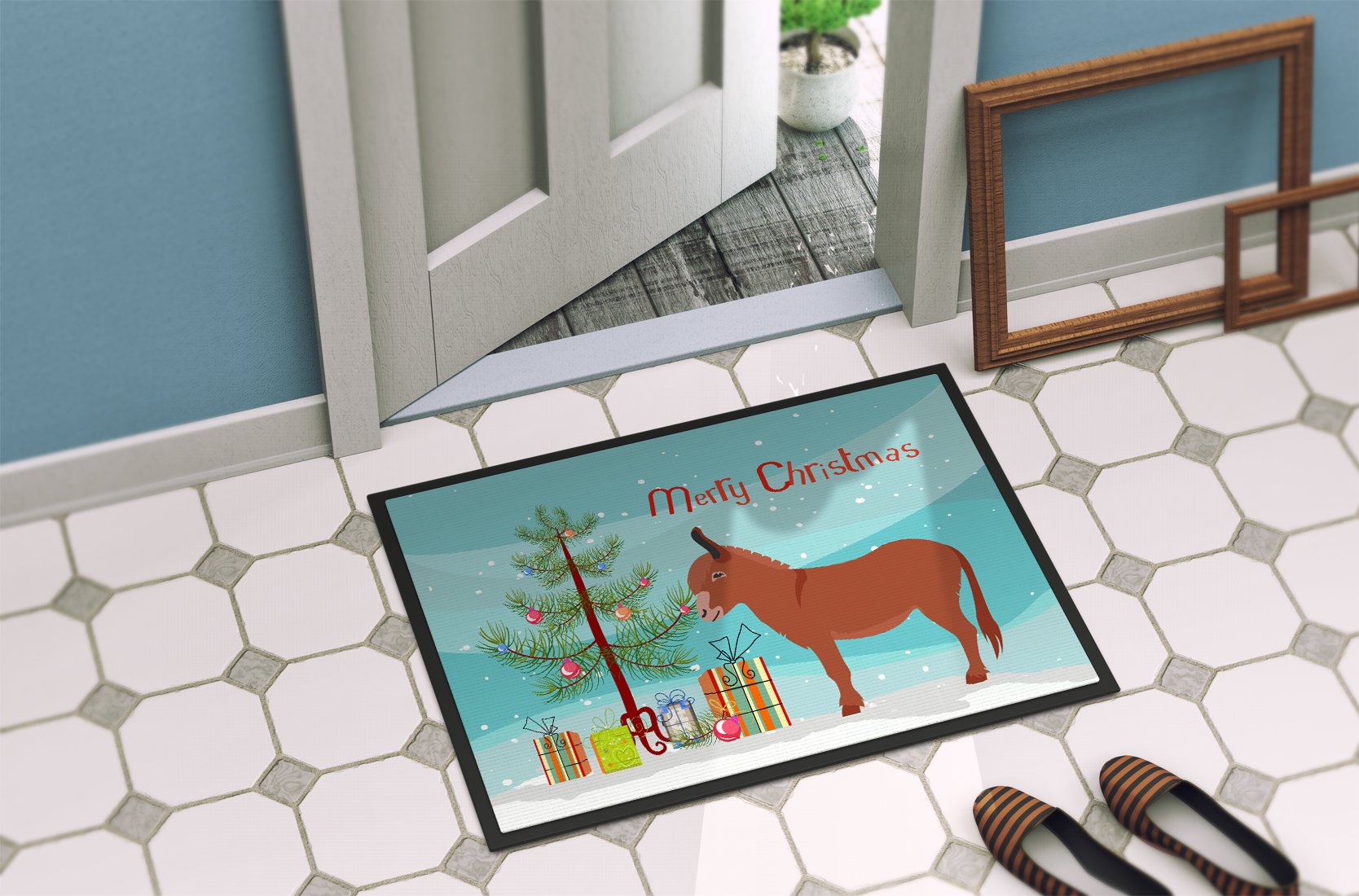 Irish Donkey Christmas Indoor or Outdoor Mat 24x36 BB9215JMAT by Caroline's Treasures