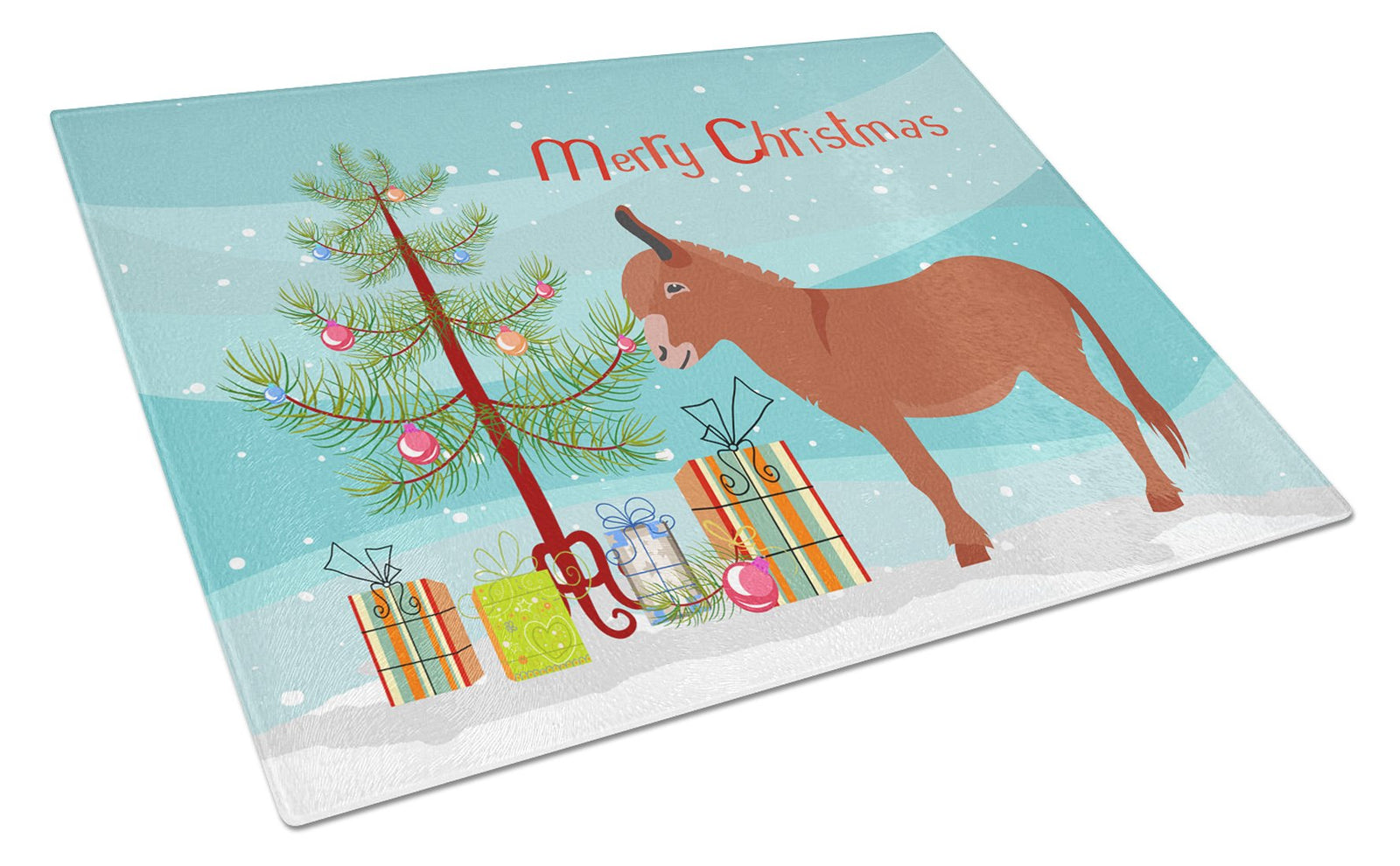 Irish Donkey Christmas Glass Cutting Board Large BB9215LCB by Caroline's Treasures