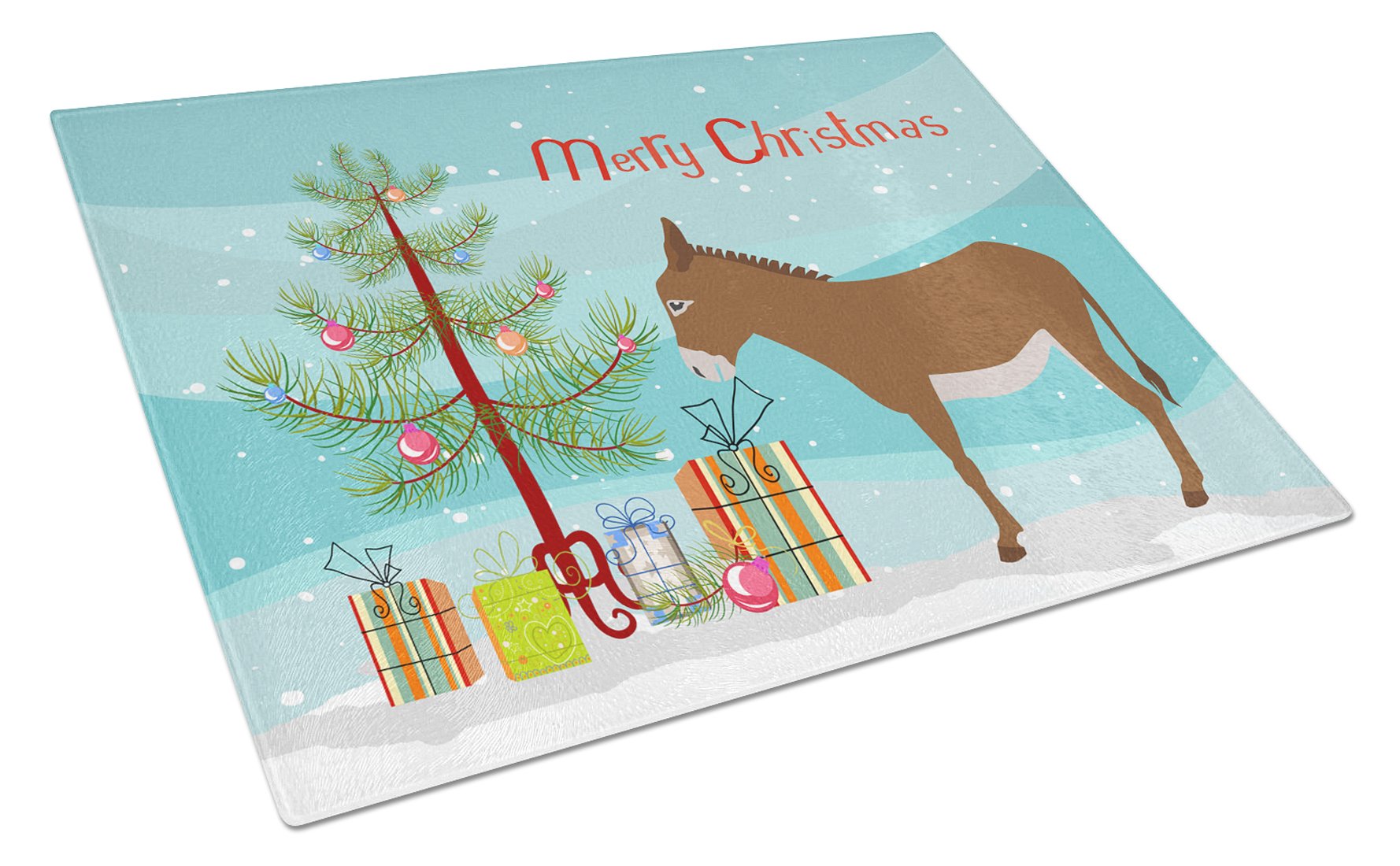 Cotentin Donkey Christmas Glass Cutting Board Large BB9216LCB by Caroline's Treasures