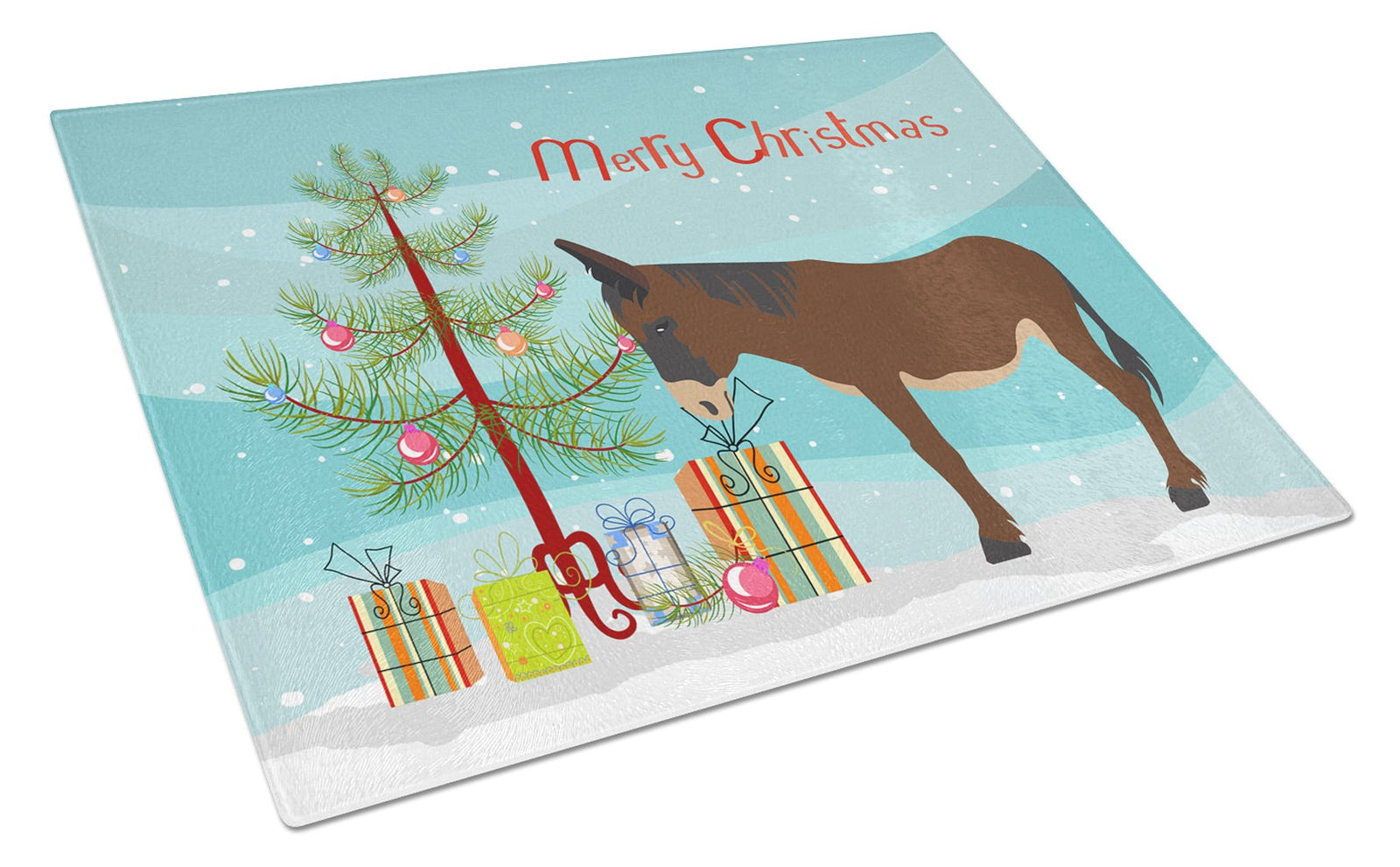 Zamorano-Leones Donkey Christmas Glass Cutting Board Large BB9220LCB by Caroline's Treasures