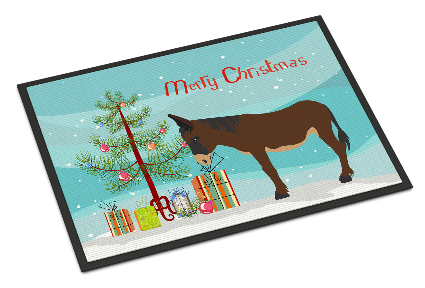 Zamorano-Leones Donkey Christmas Indoor or Outdoor Mat 18x27 BB9220MAT - the-store.com