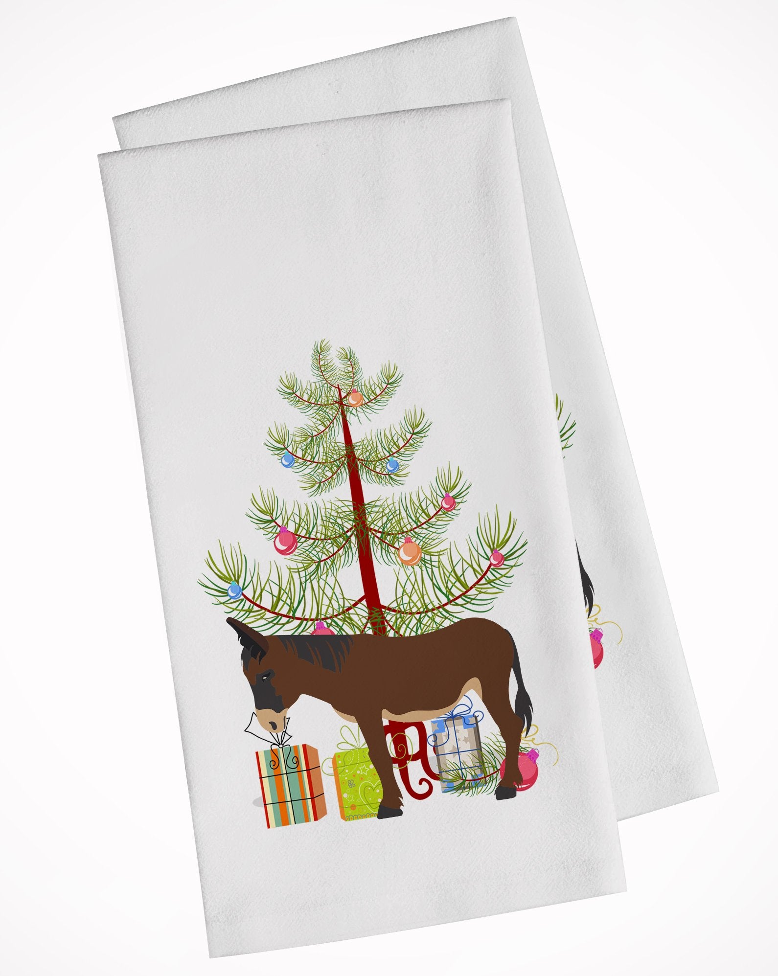 Zamorano-Leones Donkey Christmas White Kitchen Towel Set of 2 BB9220WTKT by Caroline's Treasures