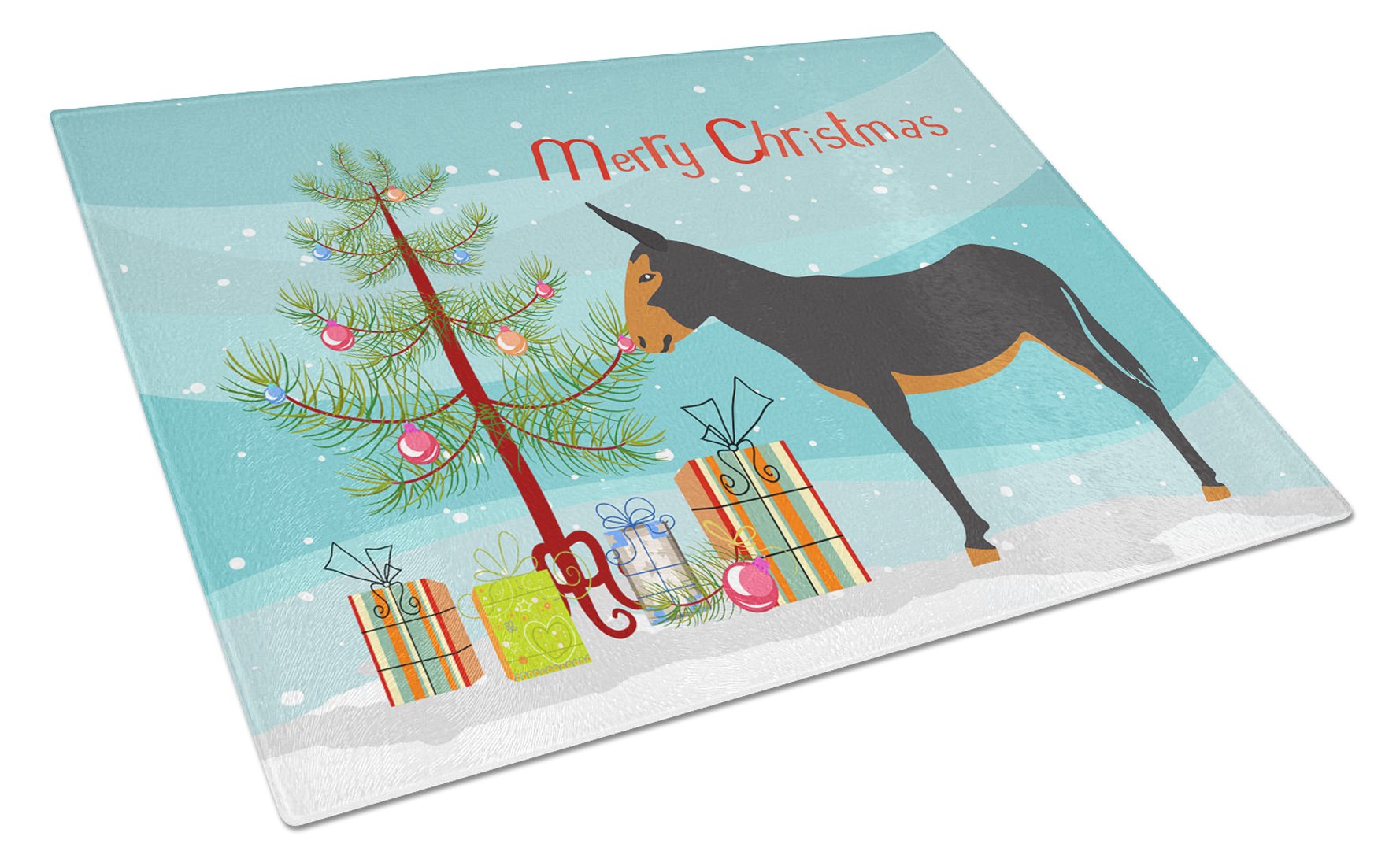 Catalan Donkey Christmas Glass Cutting Board Large BB9222LCB by Caroline's Treasures