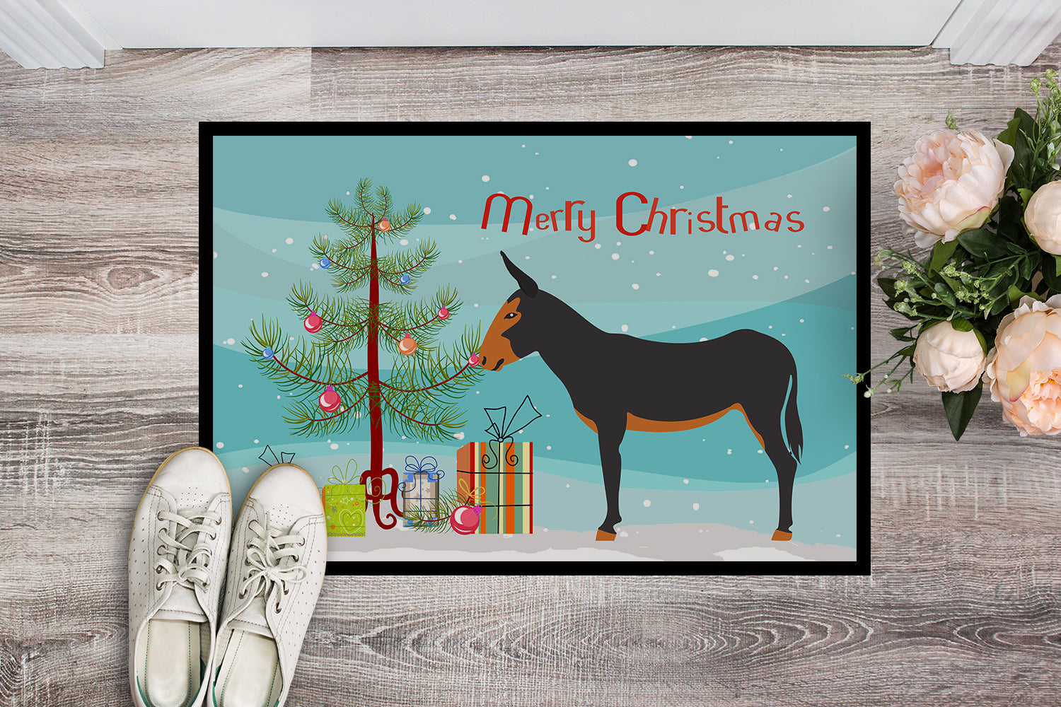 Catalan Donkey Christmas Indoor or Outdoor Mat 18x27 BB9222MAT - the-store.com