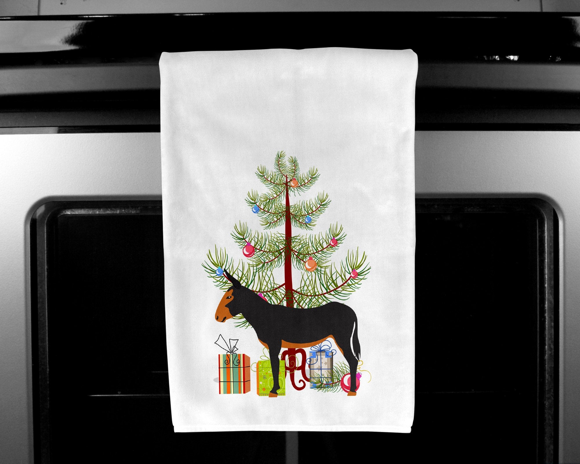 Catalan Donkey Christmas White Kitchen Towel Set of 2 BB9222WTKT by Caroline's Treasures