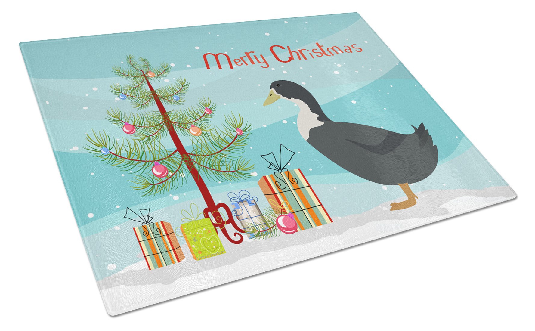 Blue Swedish Duck Christmas Glass Cutting Board Large BB9229LCB by Caroline's Treasures