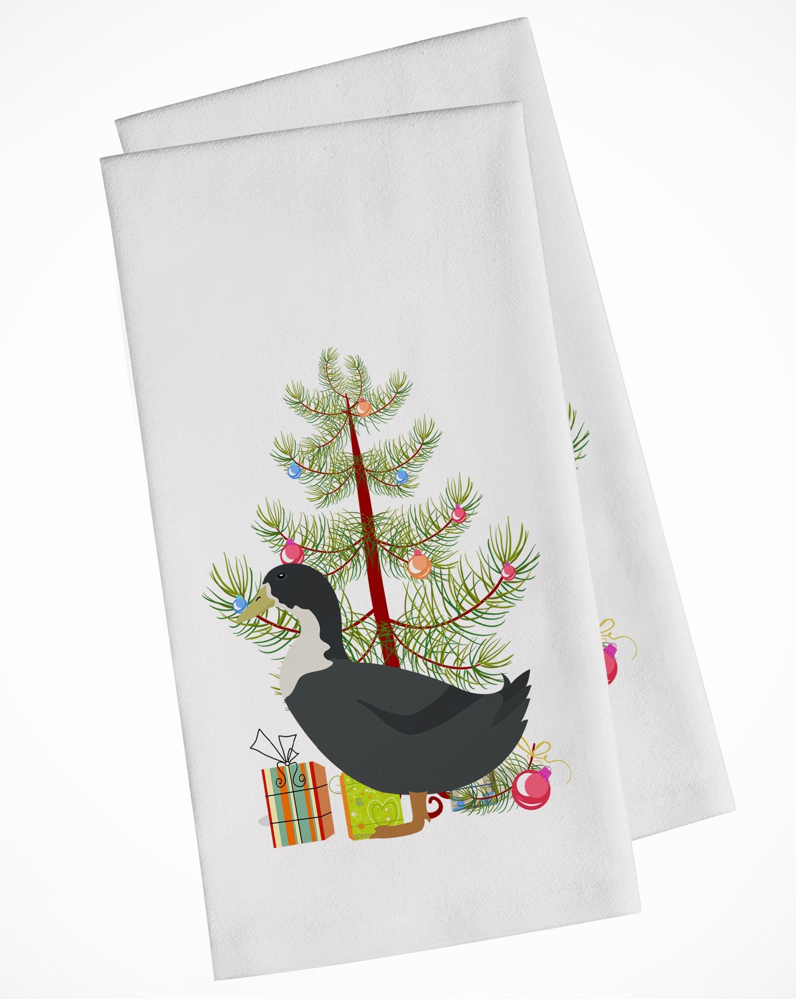 Blue Swedish Duck Christmas White Kitchen Towel Set of 2 BB9229WTKT by Caroline's Treasures