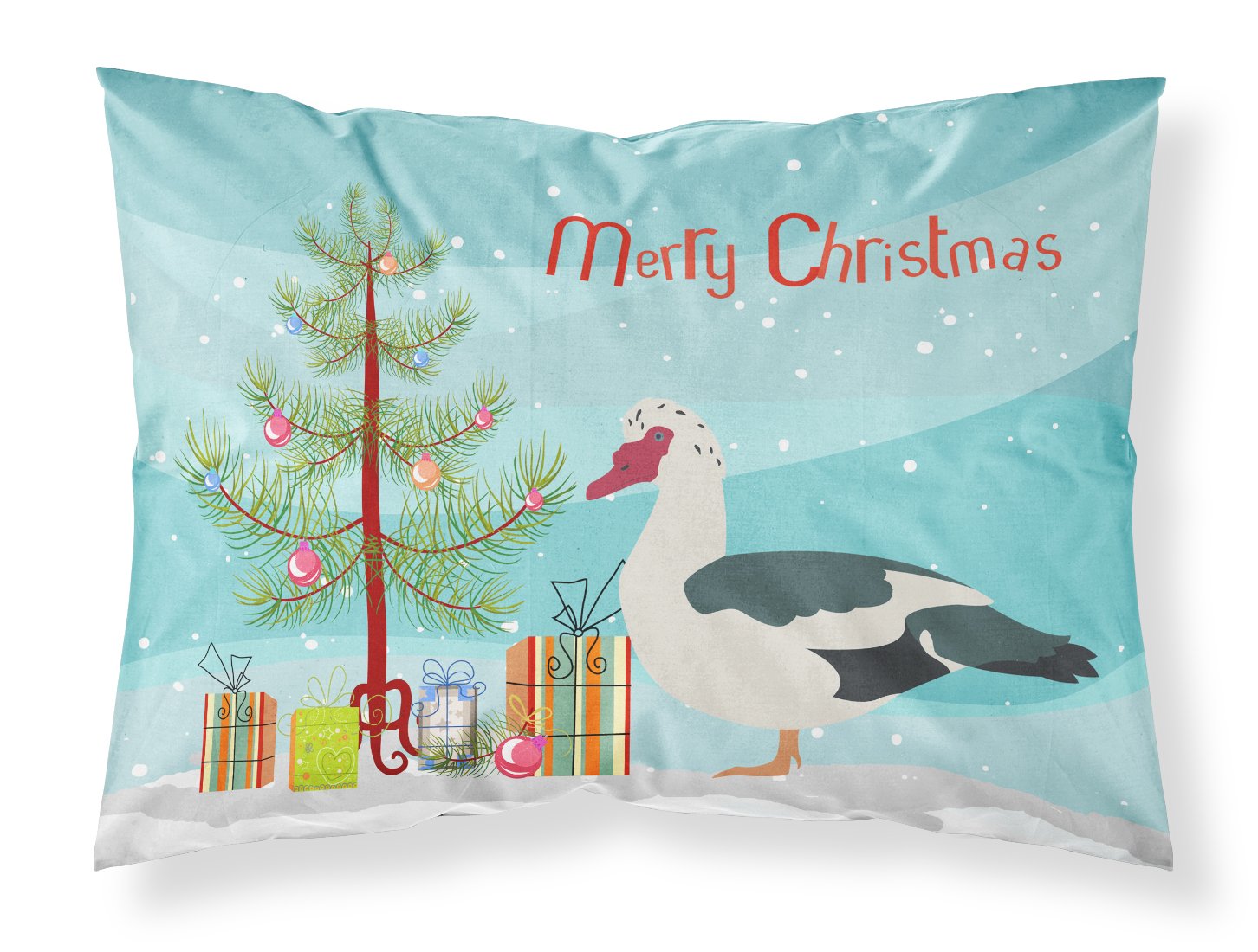 Muscovy Duck Christmas Fabric Standard Pillowcase BB9231PILLOWCASE by Caroline's Treasures