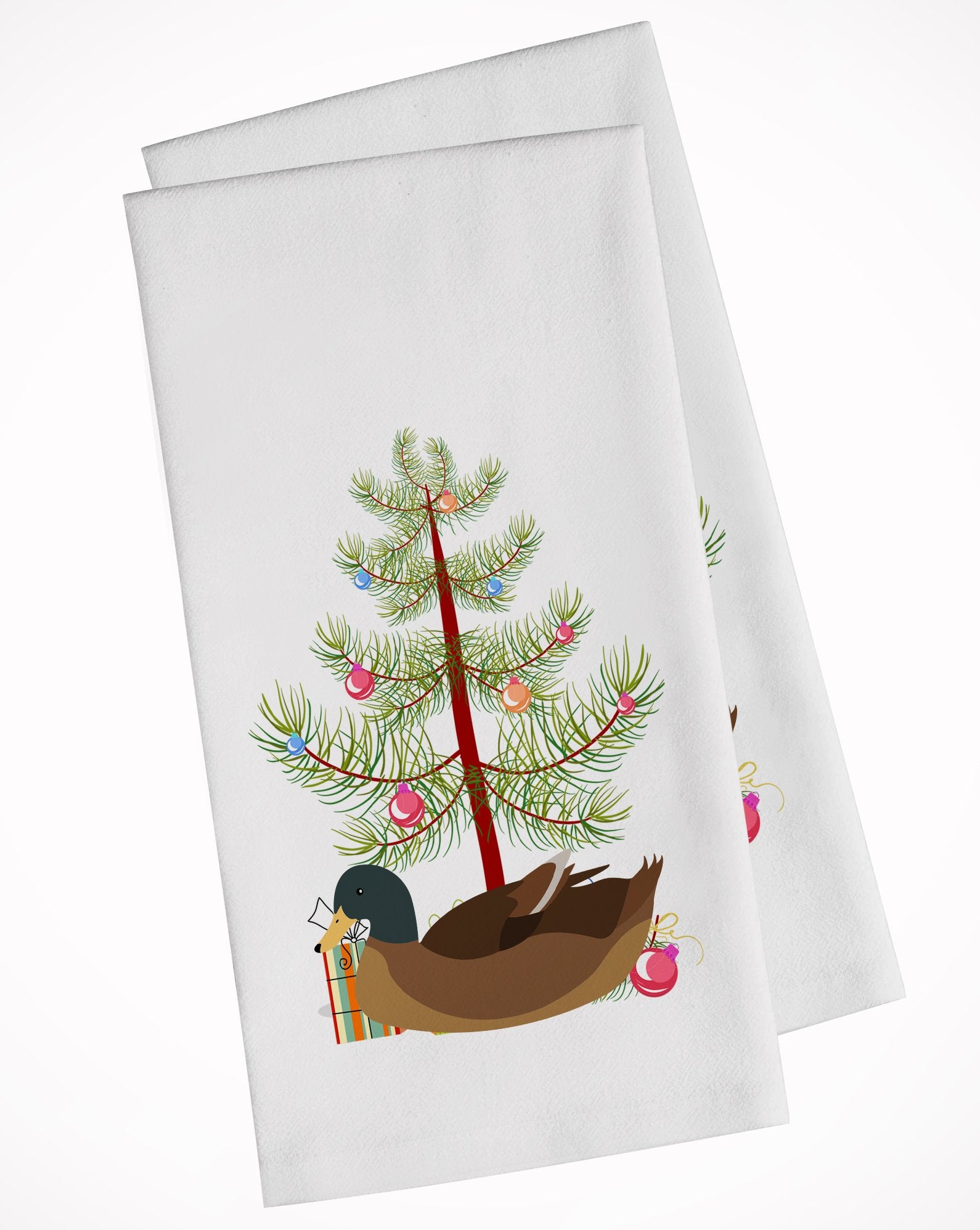 Khaki Campbell Duck Christmas White Kitchen Towel Set of 2 BB9233WTKT by Caroline's Treasures