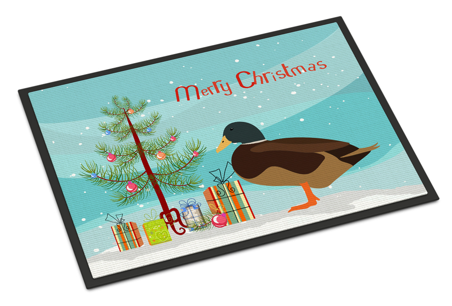 Silver Bantam Duck Christmas Indoor or Outdoor Mat 18x27 BB9234MAT - the-store.com