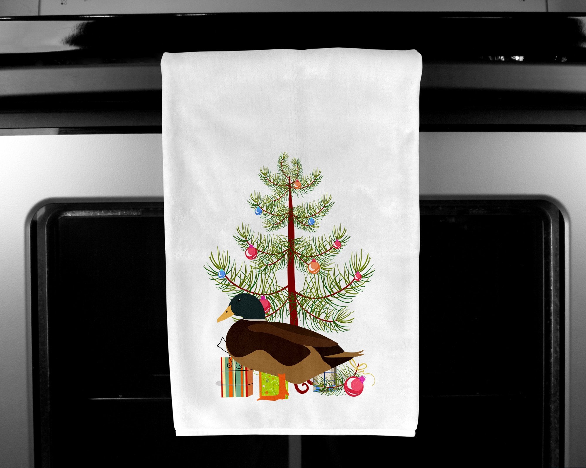 Silver Bantam Duck Christmas White Kitchen Towel Set of 2 BB9234WTKT by Caroline's Treasures