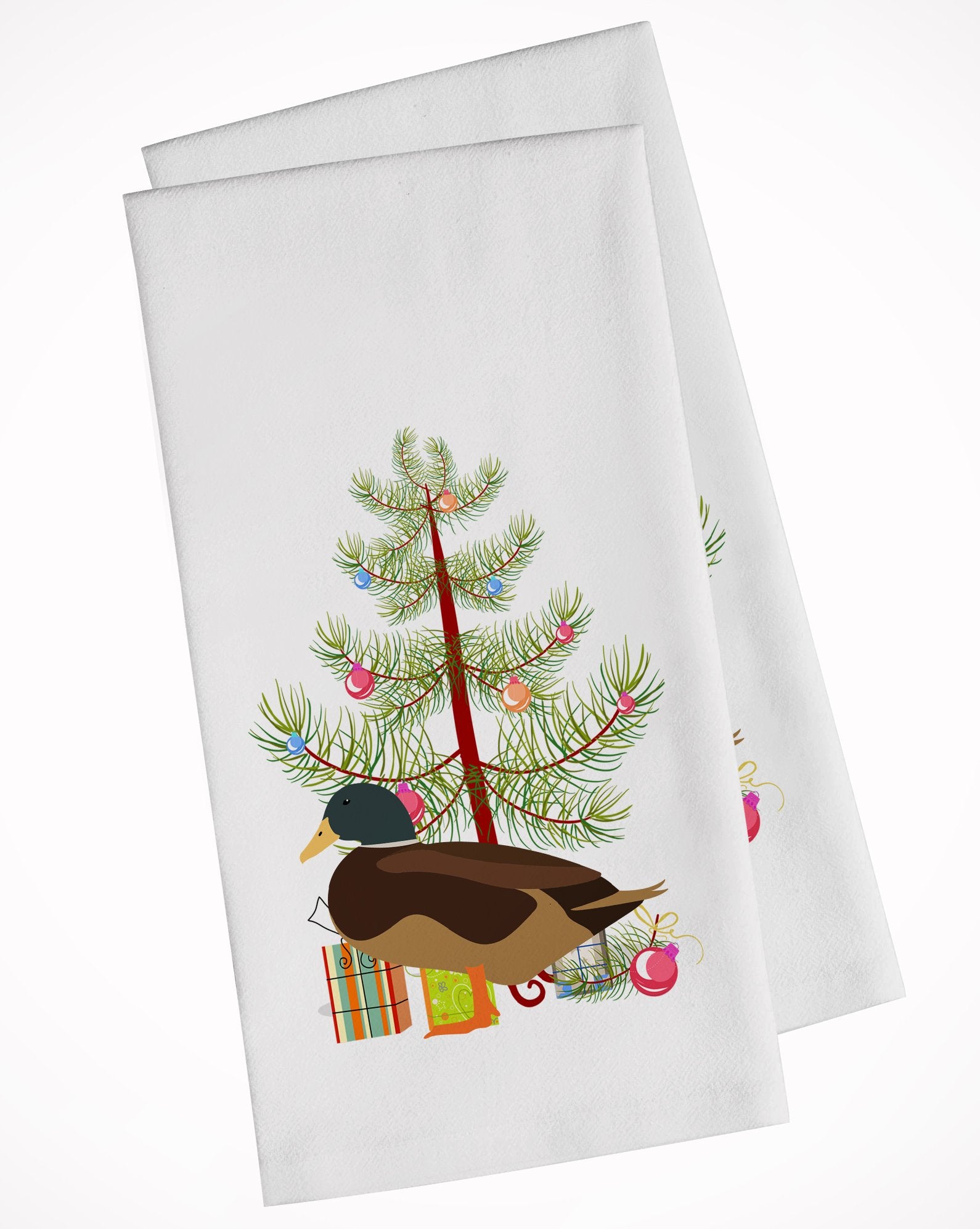 Silver Bantam Duck Christmas White Kitchen Towel Set of 2 BB9234WTKT by Caroline's Treasures