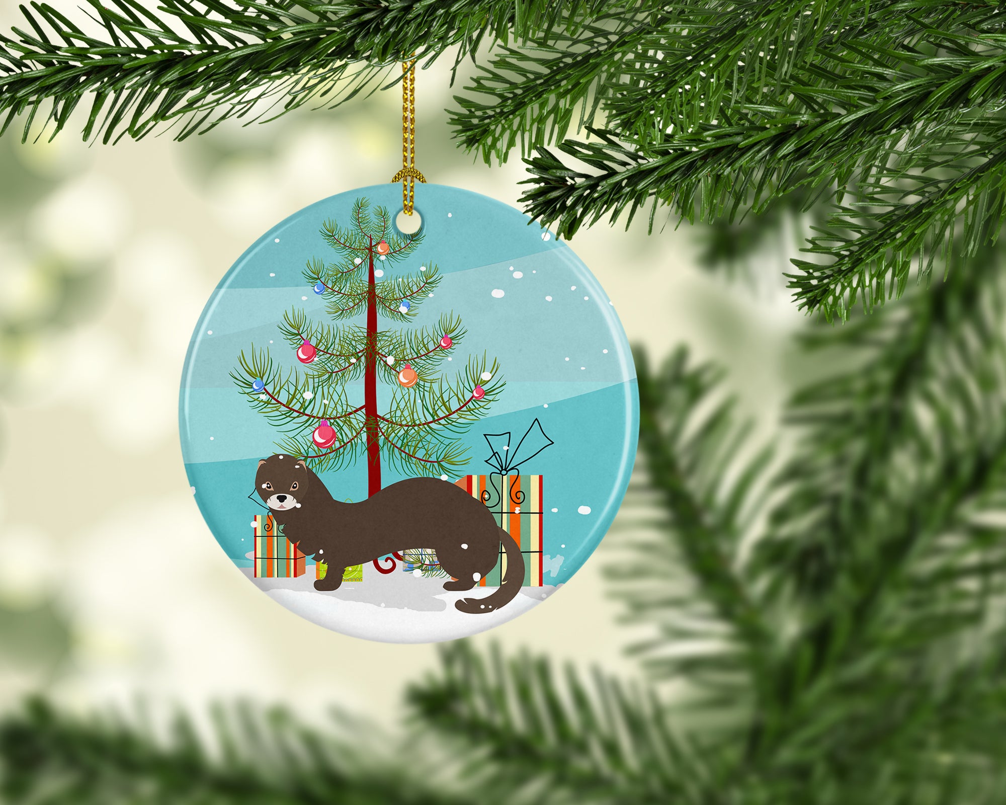 Russian or European Mink Christmas Ceramic Ornament BB9235CO1 - the-store.com