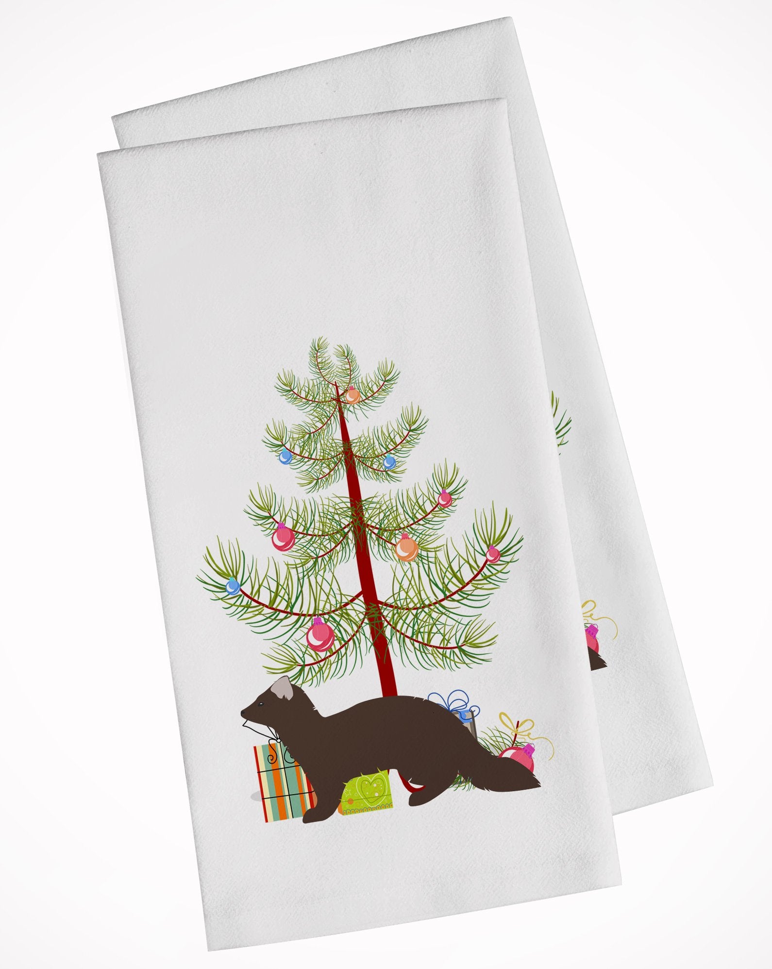 Sable Marten Christmas White Kitchen Towel Set of 2 BB9236WTKT by Caroline's Treasures