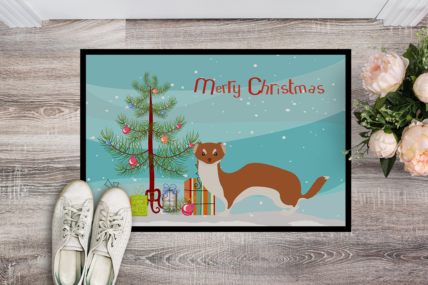 Weasel Christmas Indoor or Outdoor Mat 18x27 BB9237MAT - the-store.com