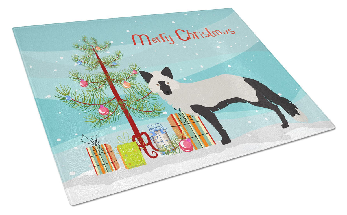 Silver Fox Christmas Glass Cutting Board Large BB9238LCB by Caroline&#39;s Treasures