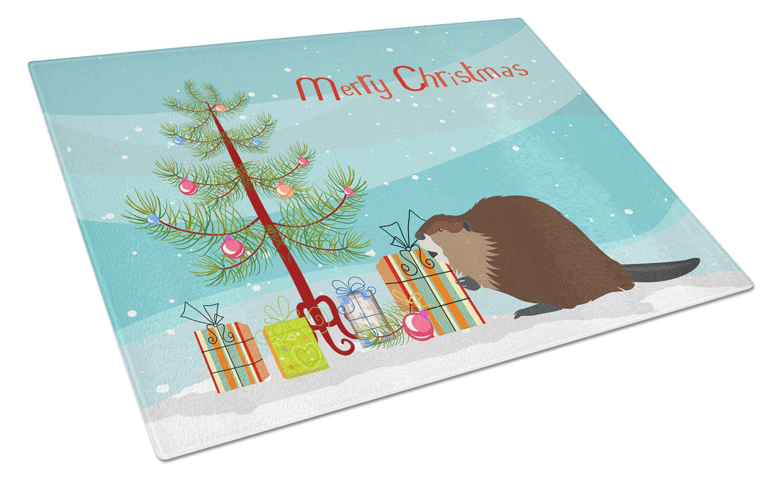 Eurasian Beaver Christmas Glass Cutting Board Large BB9240LCB by Caroline's Treasures