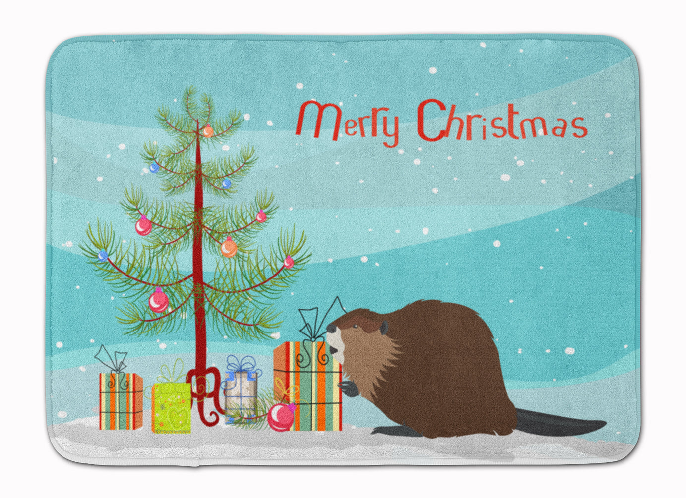 Eurasian Beaver Christmas Machine Washable Memory Foam Mat BB9240RUG - the-store.com