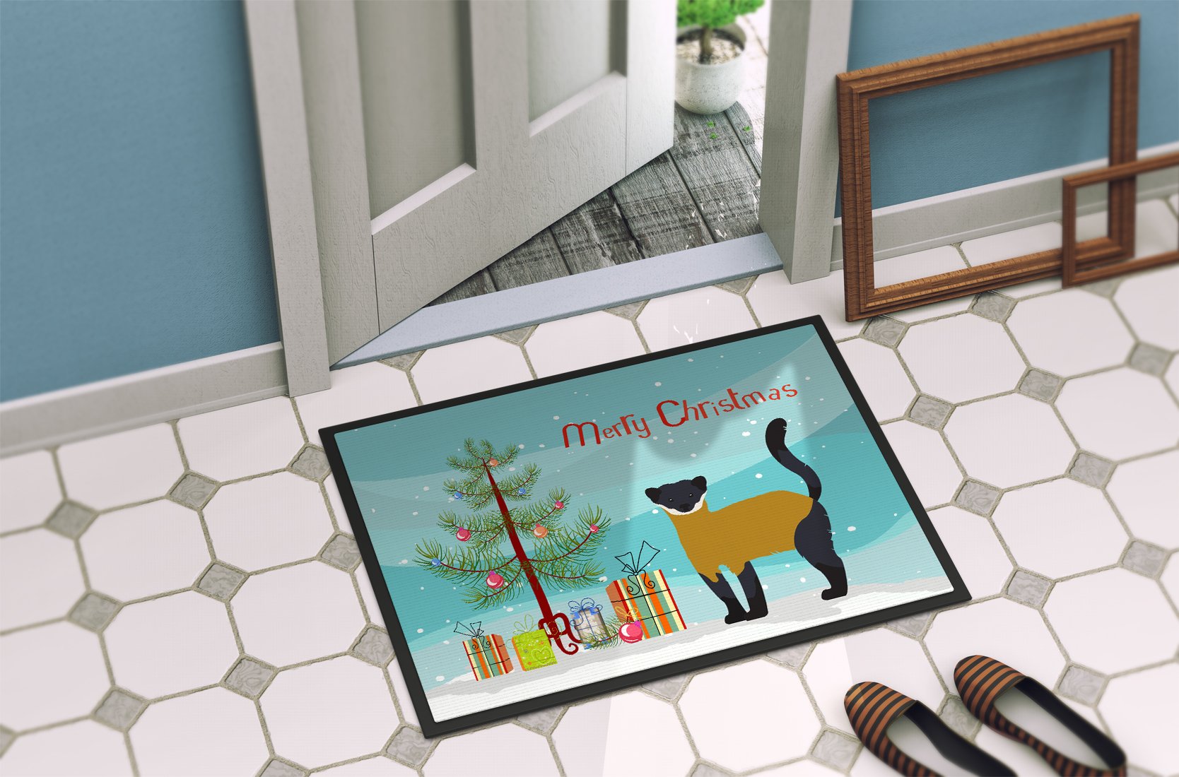 Yellow-Throated Marten Christmas Indoor or Outdoor Mat 24x36 BB9241JMAT by Caroline's Treasures