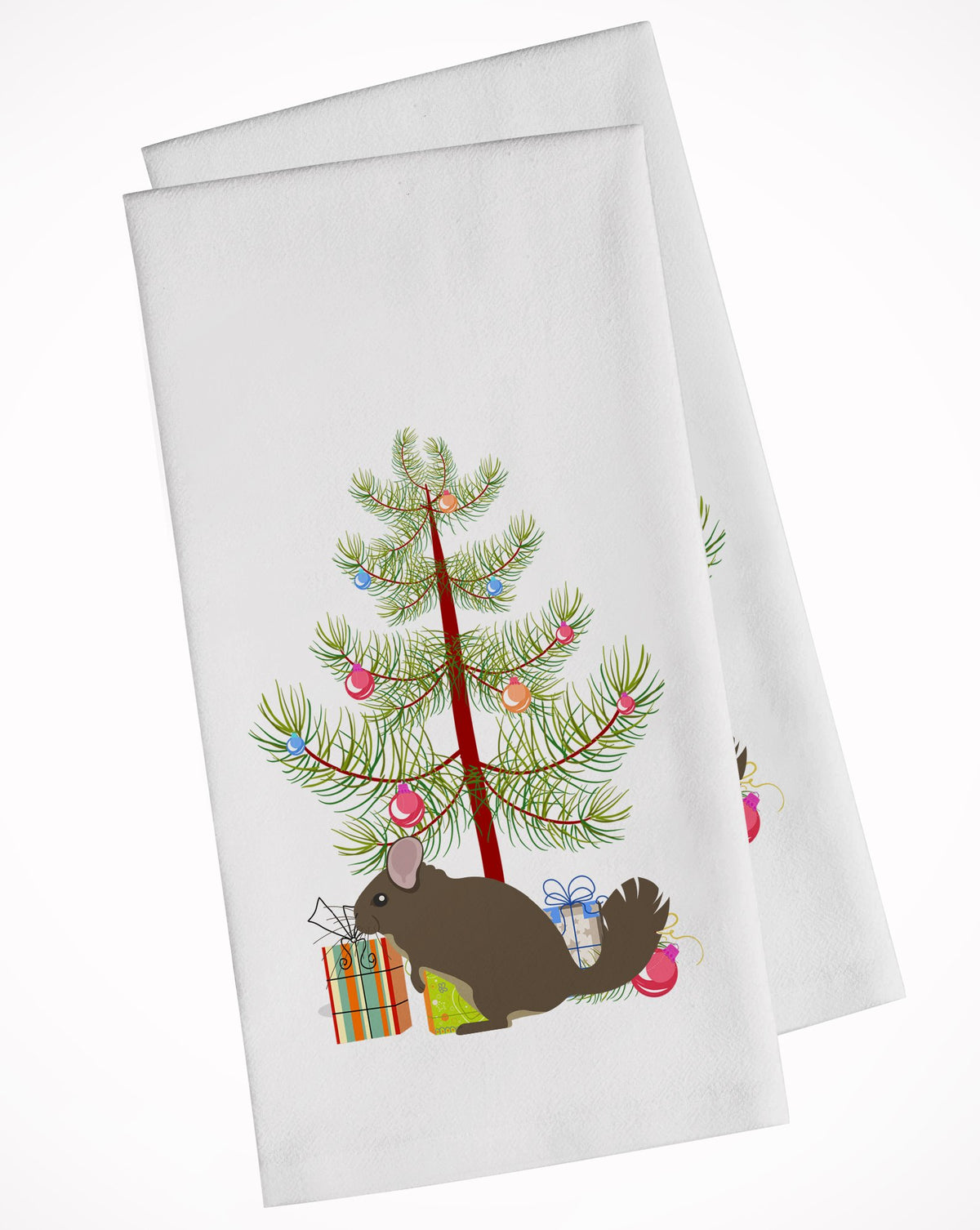 Chinchilla Christmas White Kitchen Towel Set of 2 BB9242WTKT by Caroline&#39;s Treasures