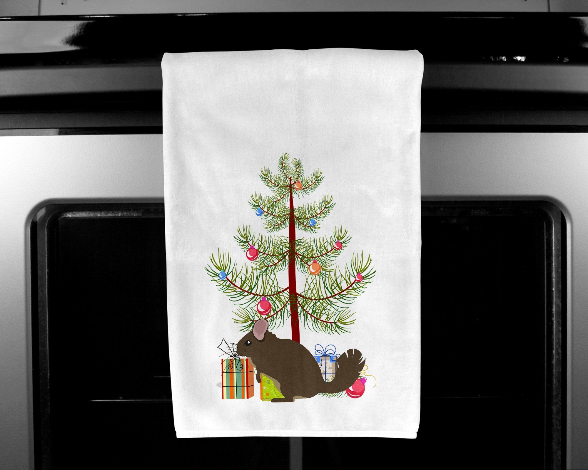 Chinchilla Christmas White Kitchen Towel Set of 2 BB9242WTKT by Caroline's Treasures