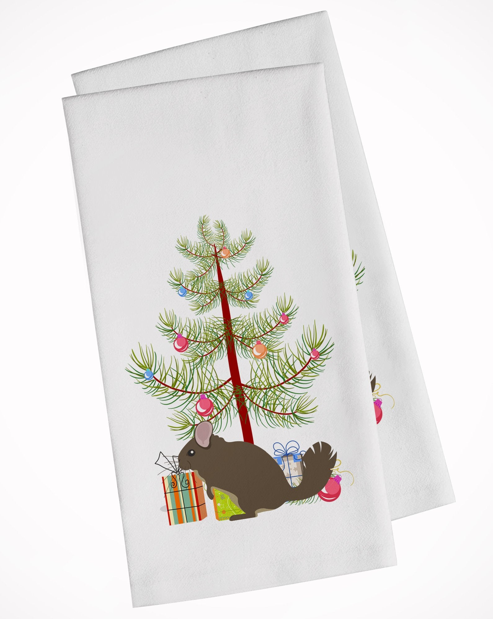 Chinchilla Christmas White Kitchen Towel Set of 2 BB9242WTKT by Caroline's Treasures