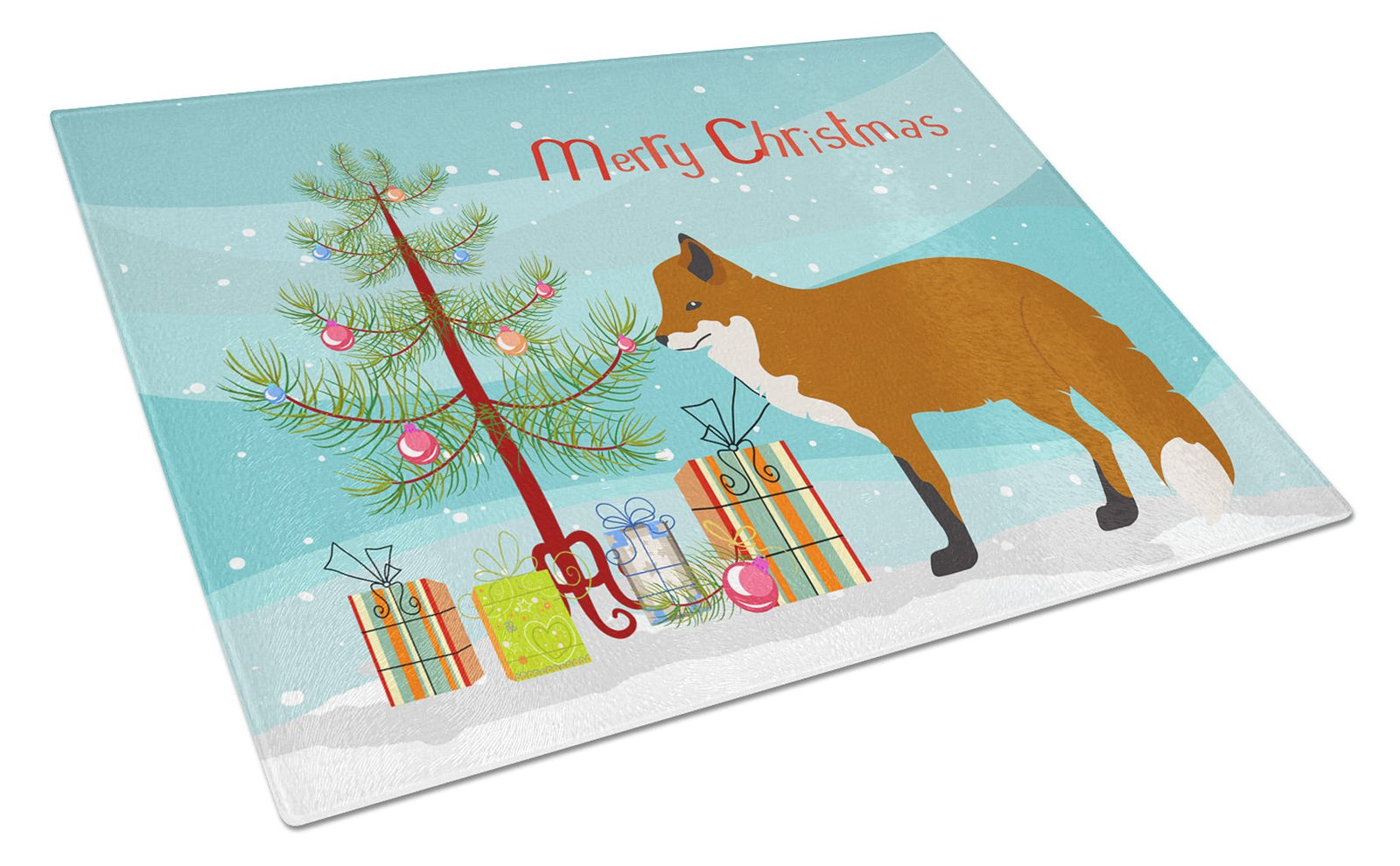 Red Fox Christmas Glass Cutting Board Large BB9243LCB by Caroline's Treasures