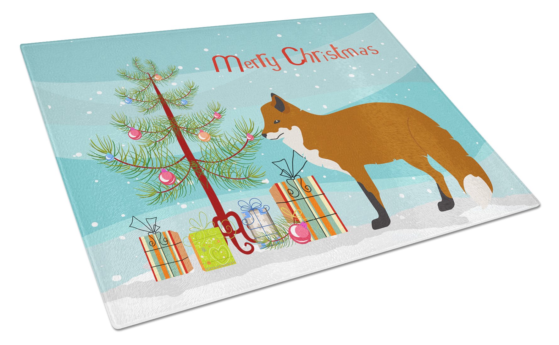 Red Fox Christmas Glass Cutting Board Large BB9243LCB by Caroline's Treasures