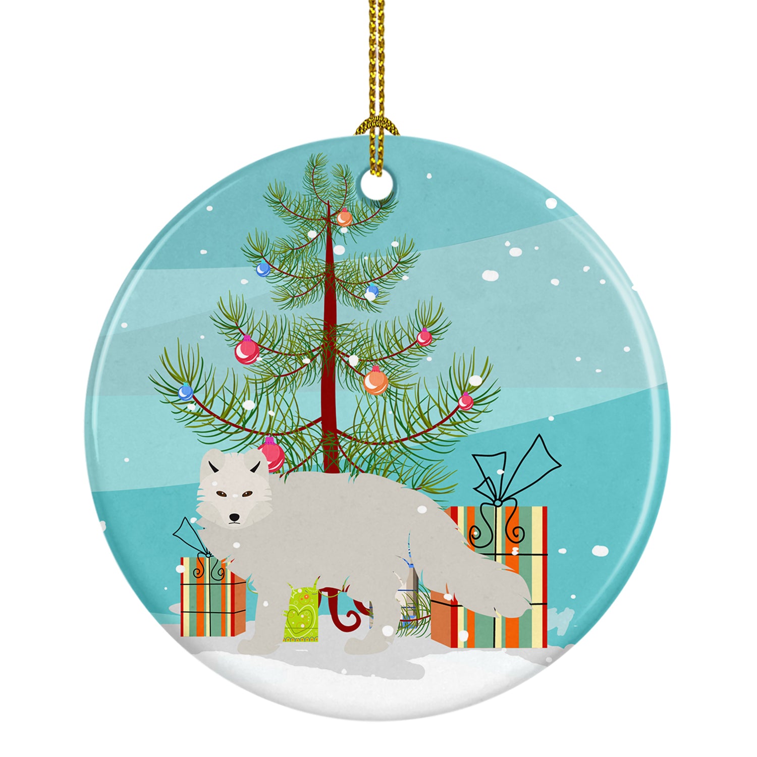 White Arctic Fox Christmas Ceramic Ornament BB9244CO1 - the-store.com