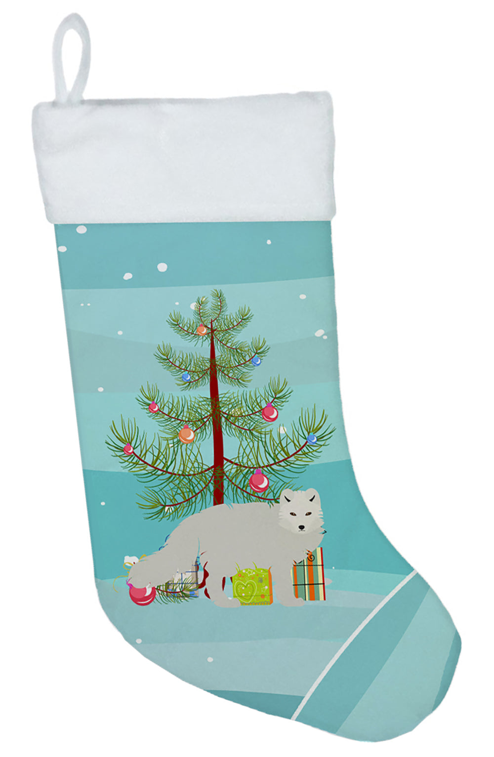 White Arctic Fox Christmas Christmas Stocking BB9244CS  the-store.com.