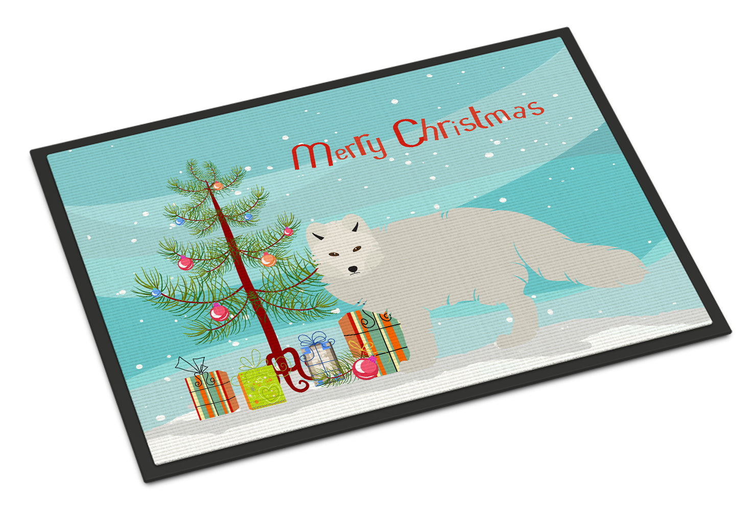 White Arctic Fox Christmas Indoor or Outdoor Mat 18x27 BB9244MAT - the-store.com