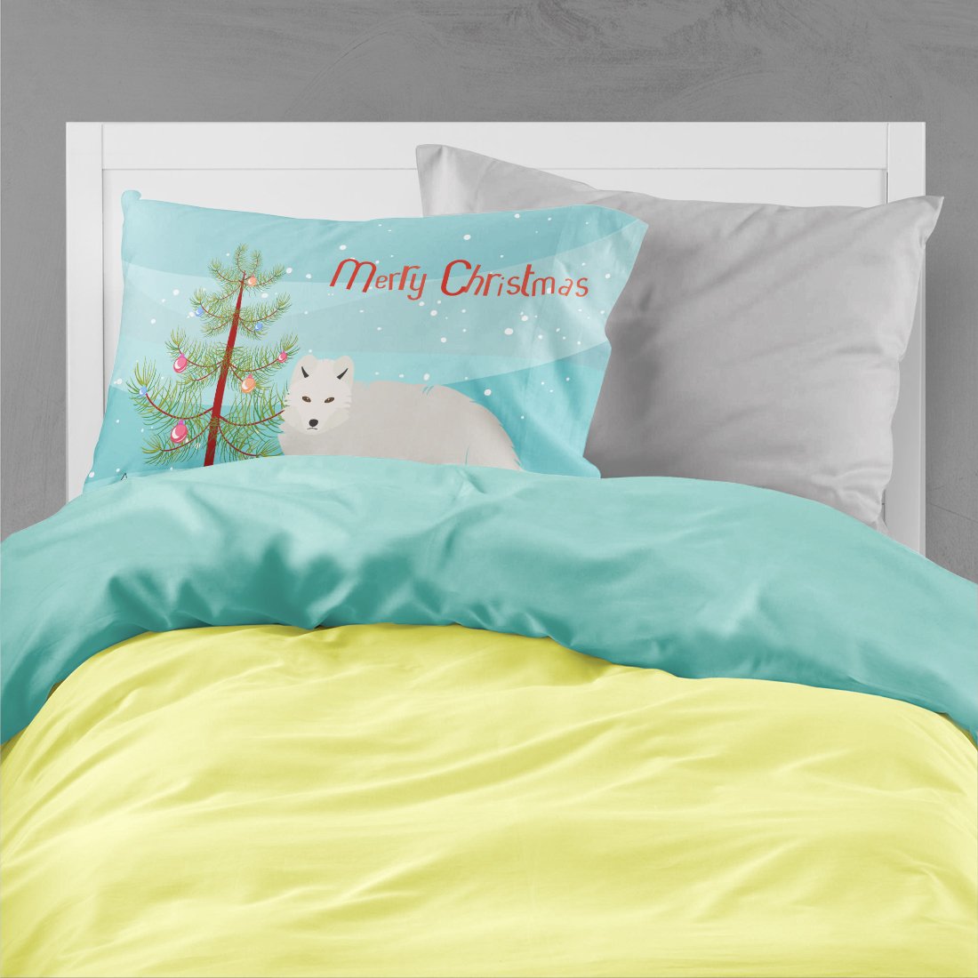 White Arctic Fox Christmas Fabric Standard Pillowcase BB9244PILLOWCASE by Caroline's Treasures