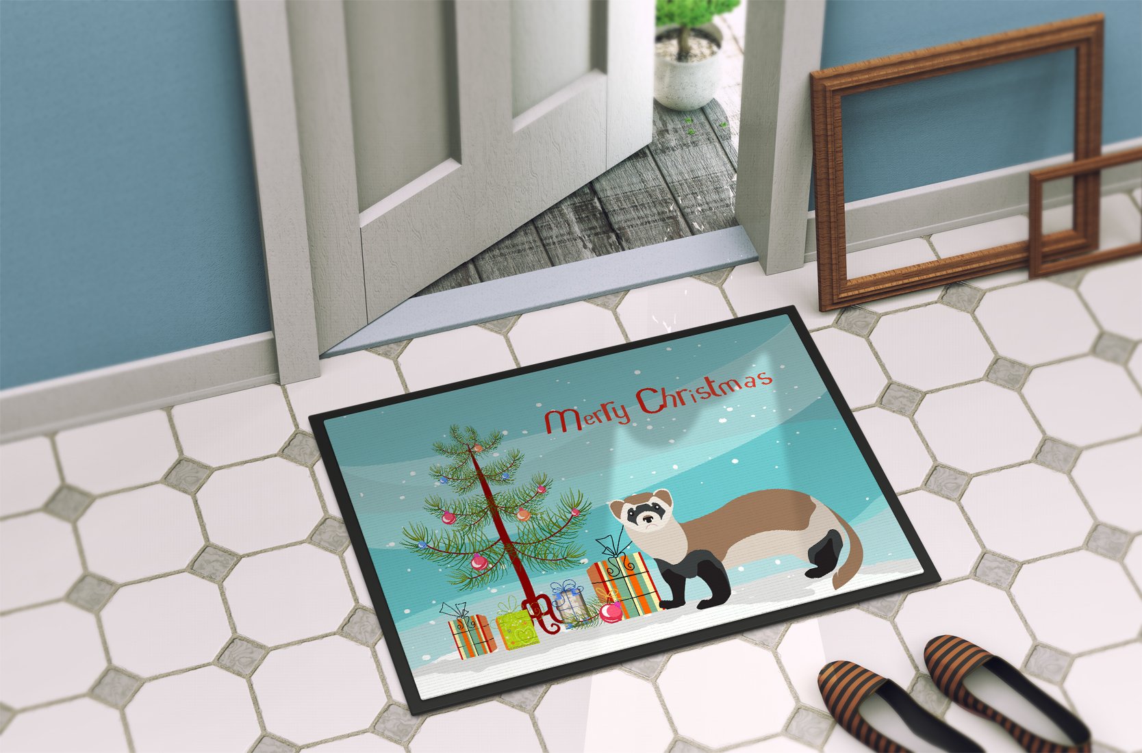 Ferret Christmas Indoor or Outdoor Mat 24x36 BB9245JMAT by Caroline's Treasures