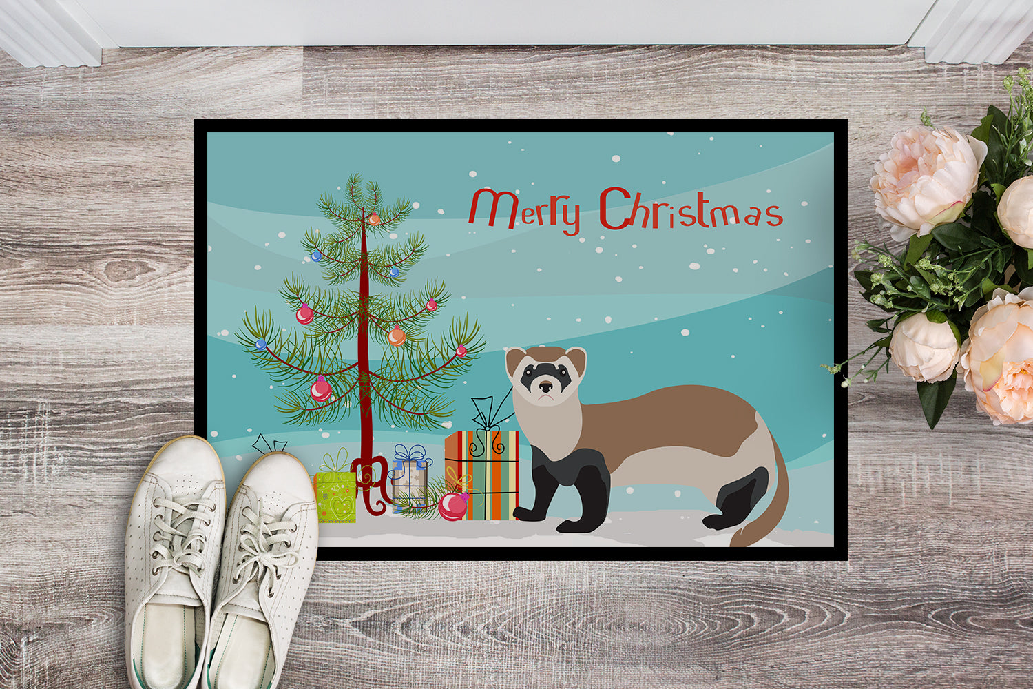 Ferret Christmas Indoor or Outdoor Mat 18x27 BB9245MAT - the-store.com