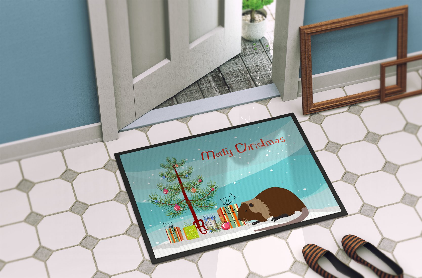 Coypu Nutria River Rat Christmas Indoor or Outdoor Mat 24x36 BB9246JMAT by Caroline's Treasures