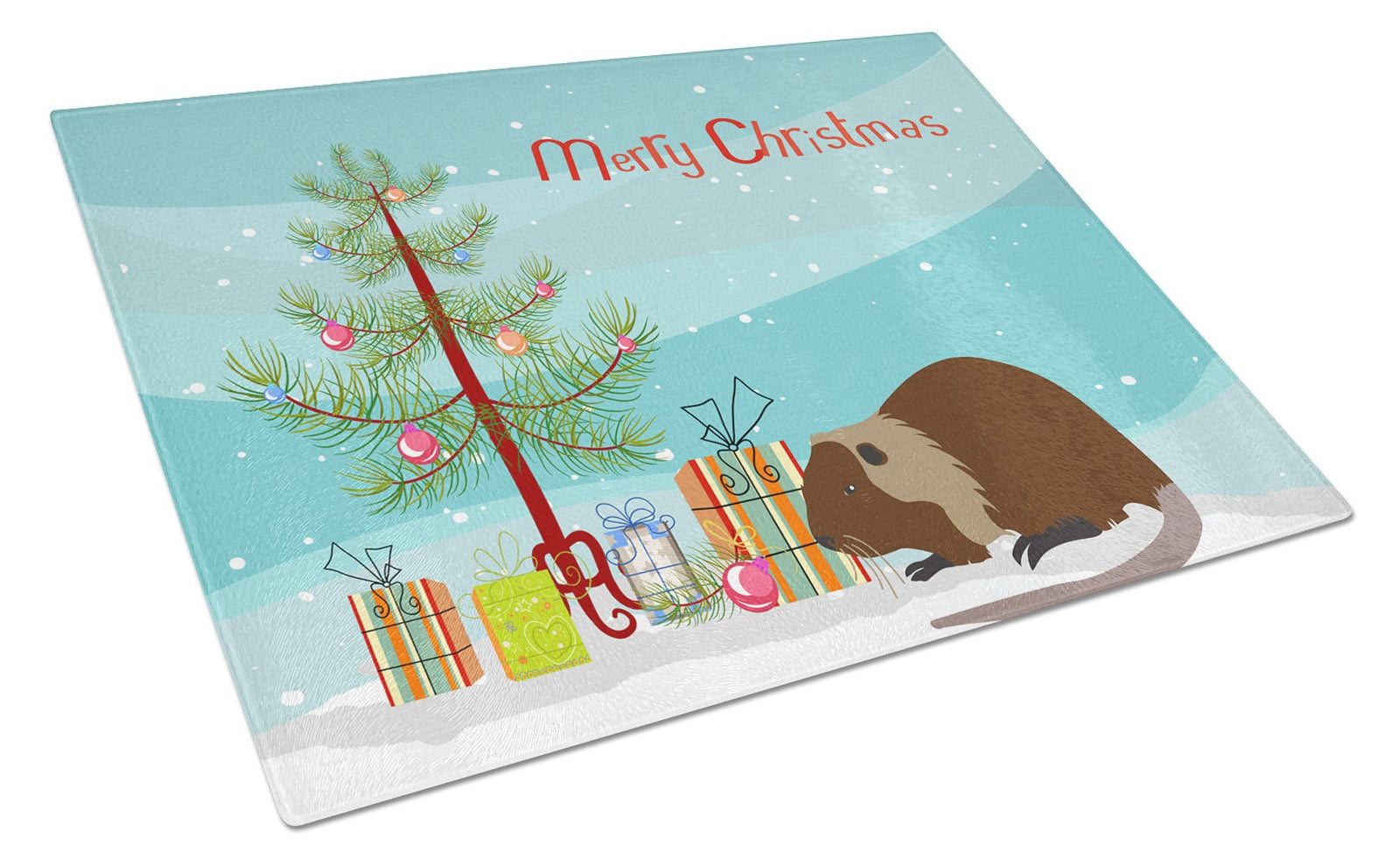 Coypu Nutria River Rat Christmas Glass Cutting Board Large BB9246LCB by Caroline's Treasures