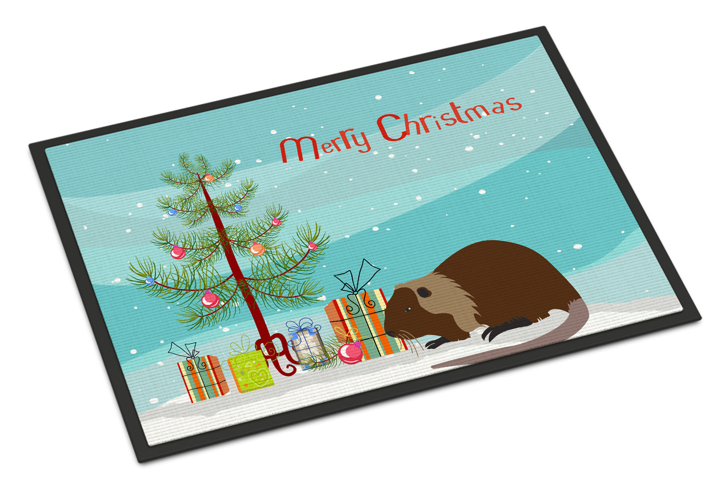 Coypu Nutria River Rat Christmas Indoor or Outdoor Mat 18x27 BB9246MAT - the-store.com