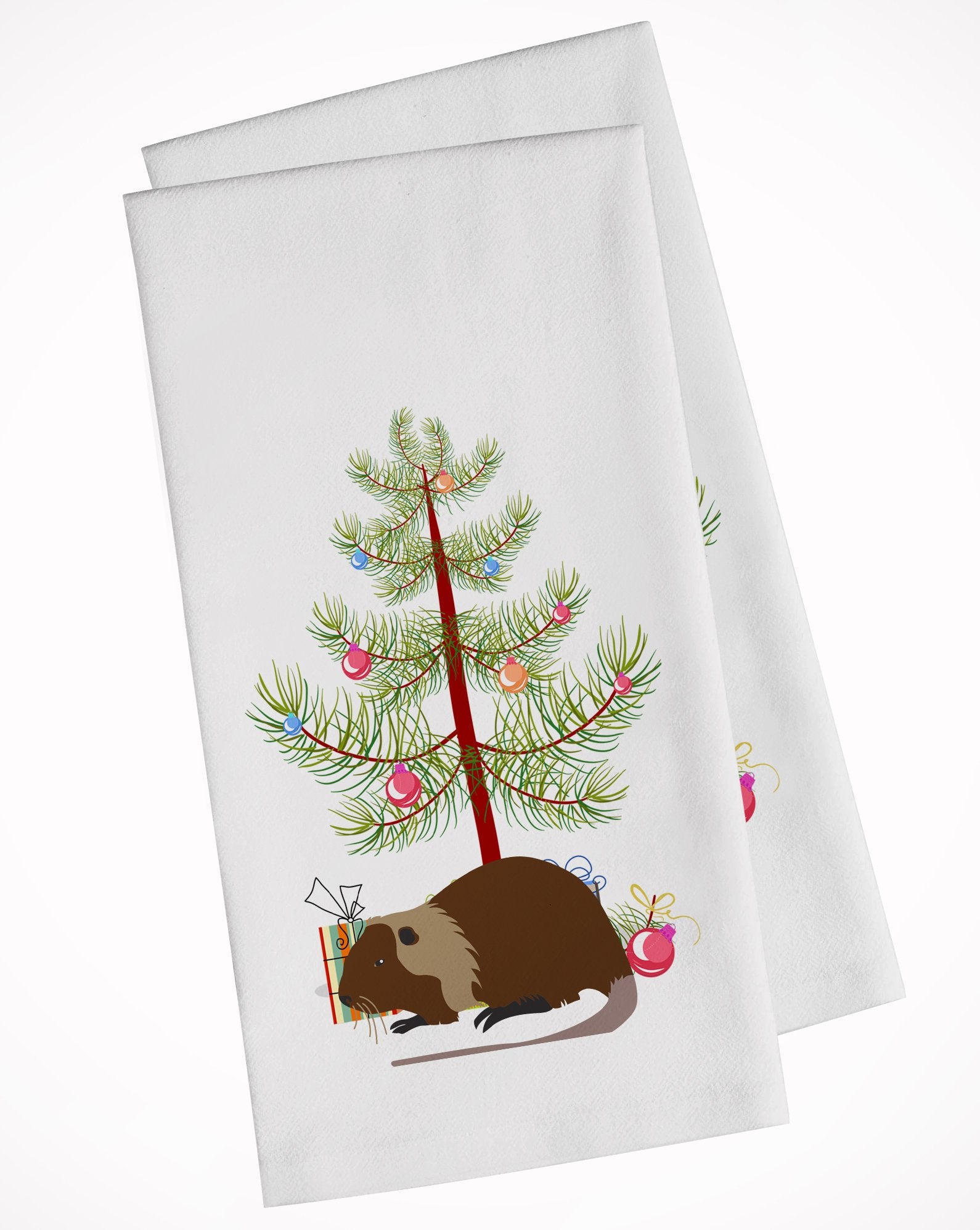 Coypu Nutria River Rat Christmas White Kitchen Towel Set of 2 BB9246WTKT by Caroline's Treasures