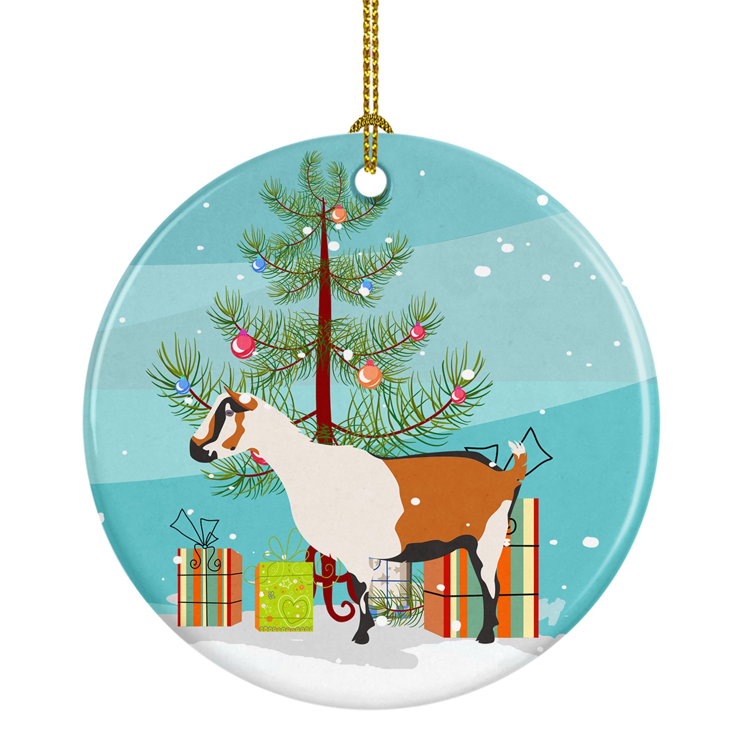 Alpine Goat Christmas Ceramic Ornament BB9247CO1 - the-store.com