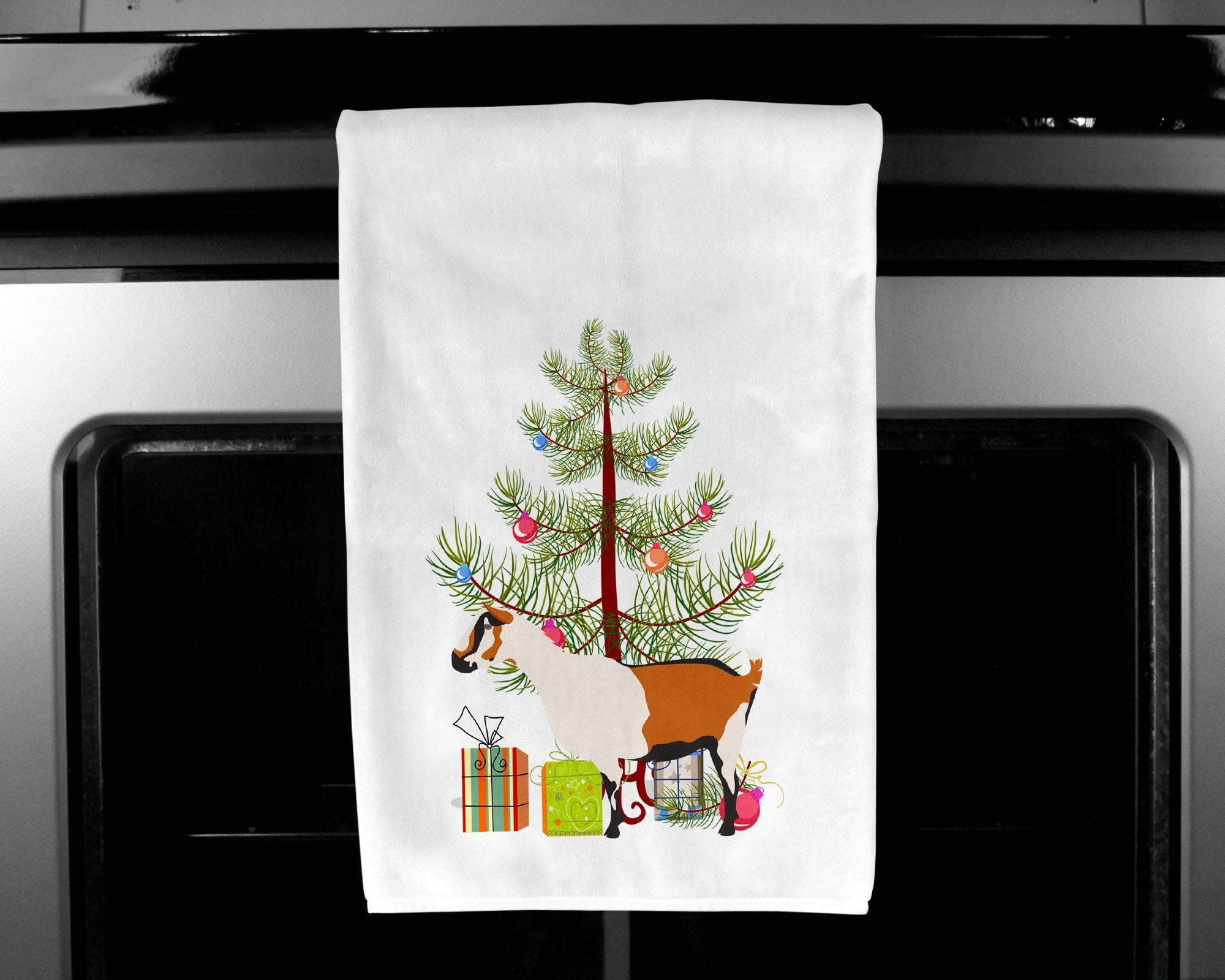 Alpine Goat Christmas White Kitchen Towel Set of 2 BB9247WTKT by Caroline's Treasures