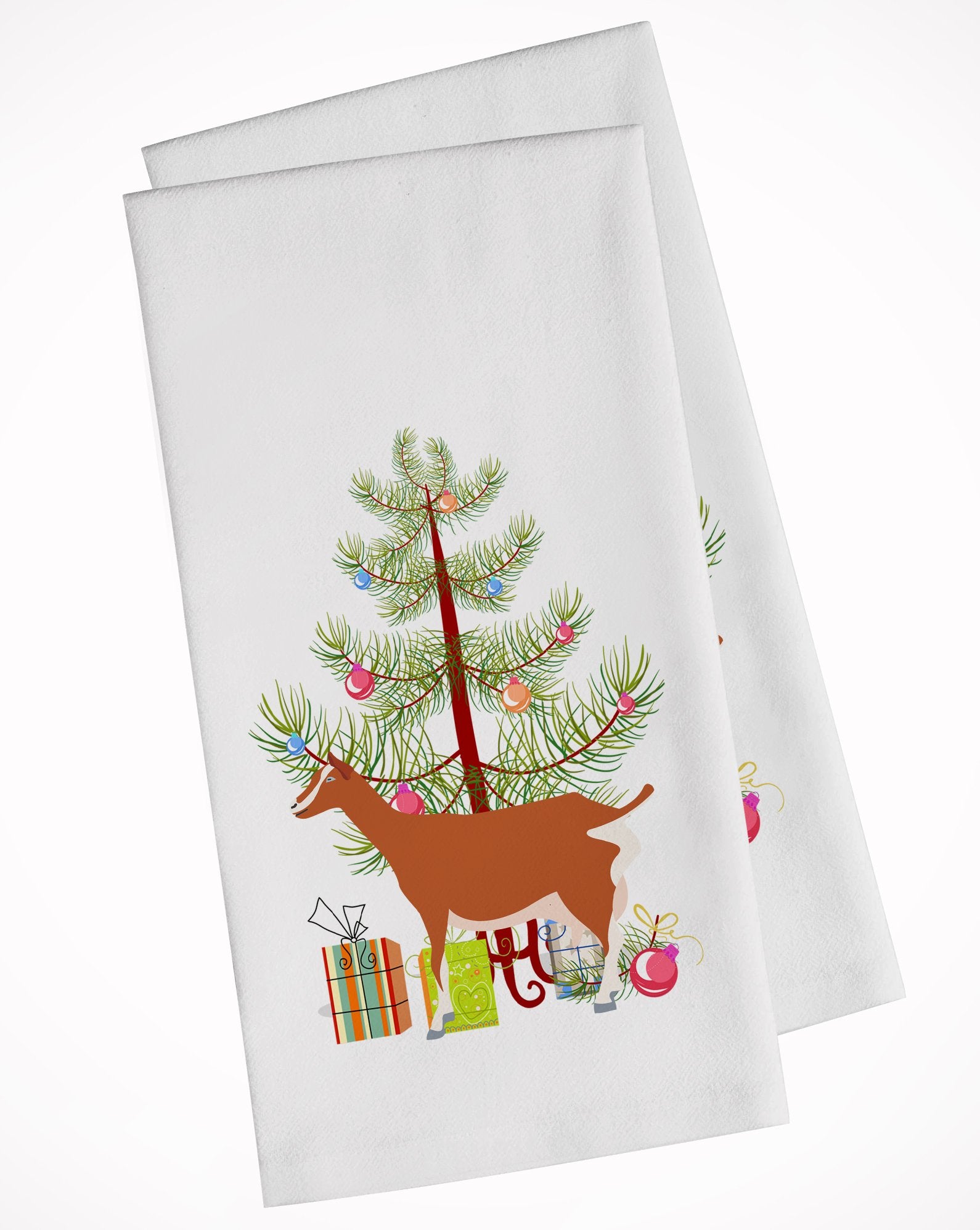 Toggenburger Goat Christmas White Kitchen Towel Set of 2 BB9248WTKT by Caroline's Treasures