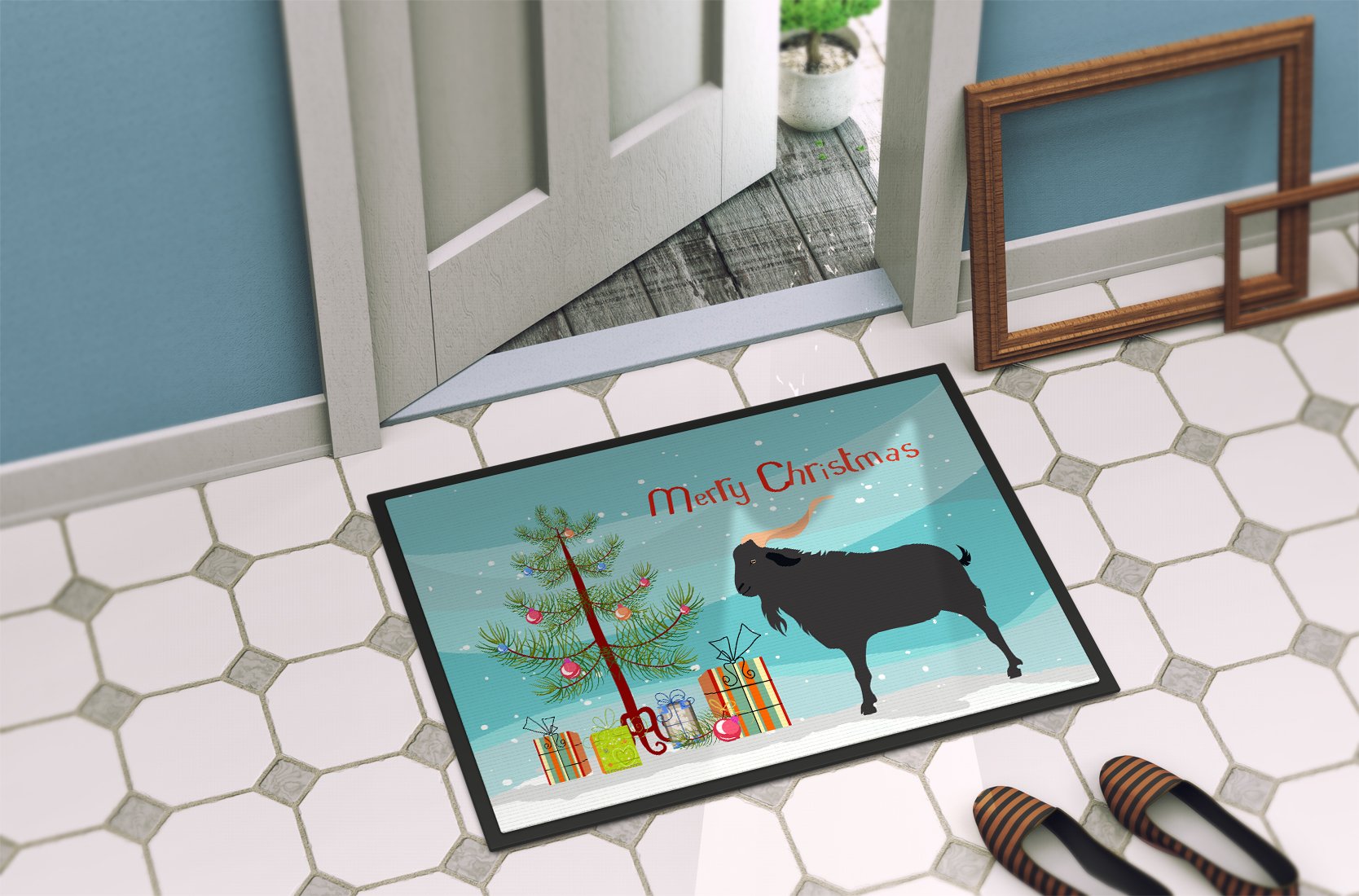 Verata Goat Christmas Indoor or Outdoor Mat 24x36 BB9249JMAT by Caroline's Treasures