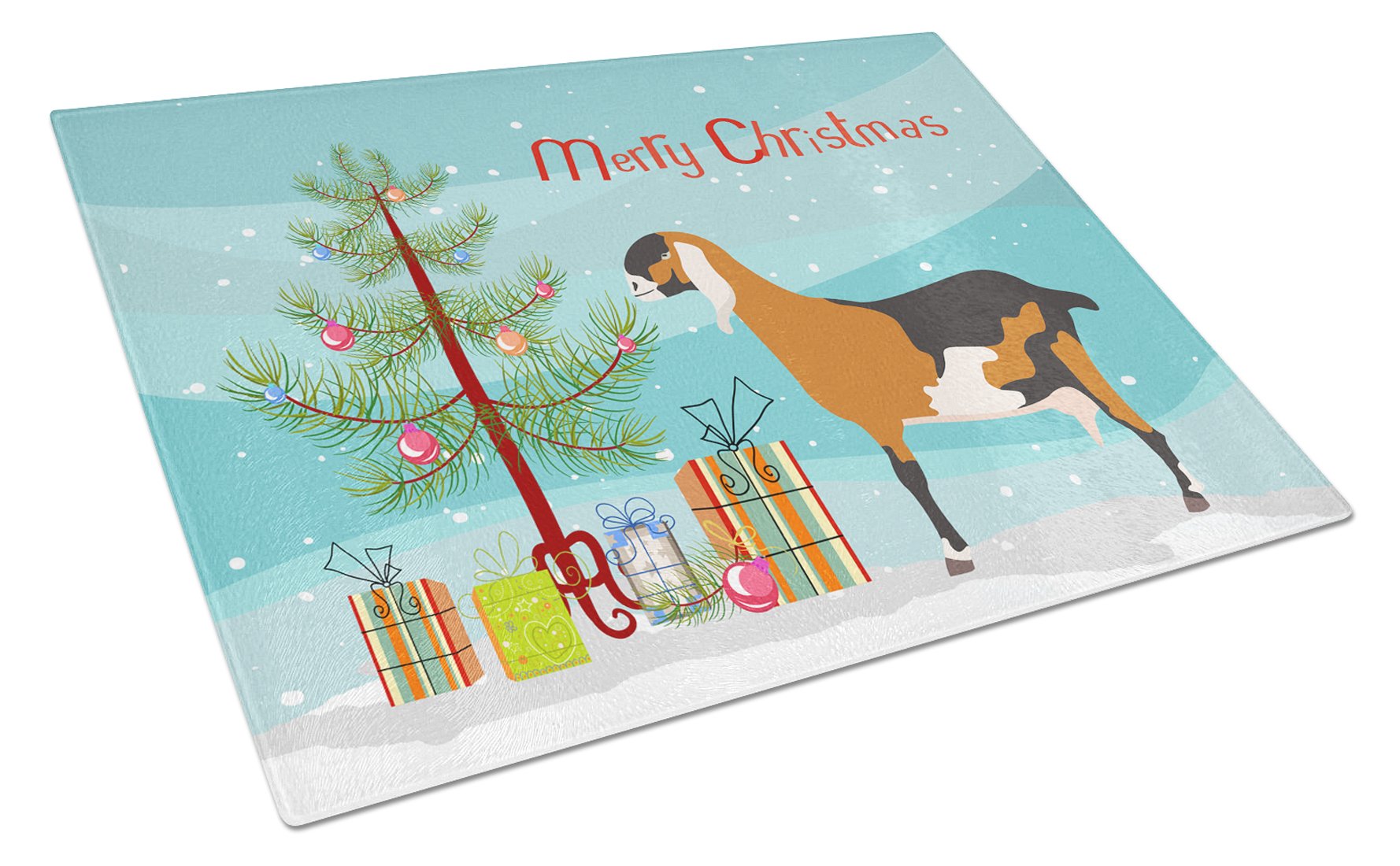 Anglo-nubian Nubian Goat Christmas Glass Cutting Board Large BB9250LCB by Caroline's Treasures