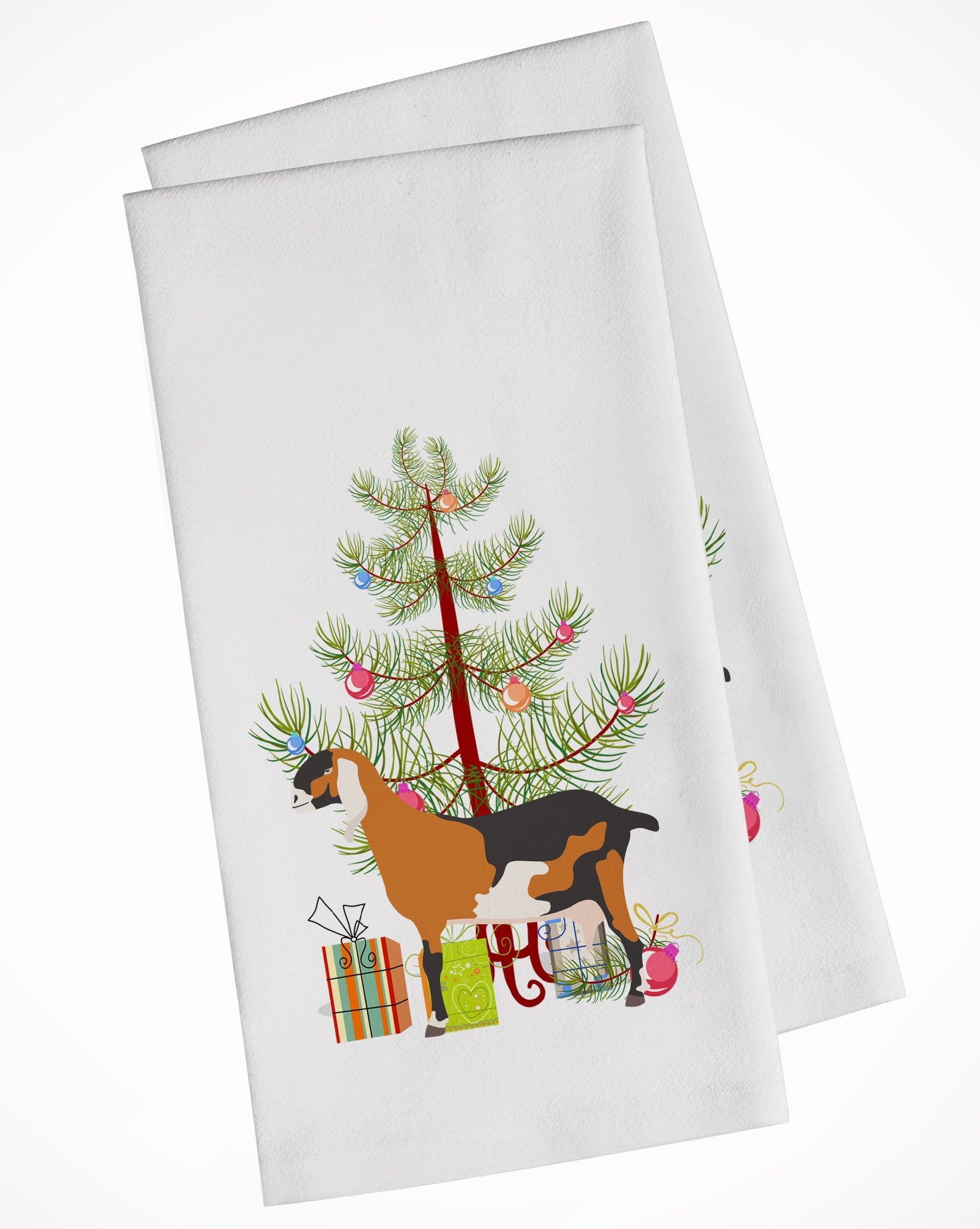 Anglo-nubian Nubian Goat Christmas White Kitchen Towel Set of 2 BB9250WTKT by Caroline's Treasures