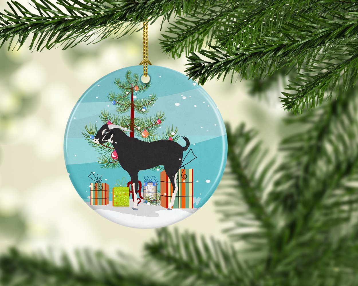 Black Bengal Goat Christmas Ceramic Ornament BB9251CO1 by Caroline's Treasures