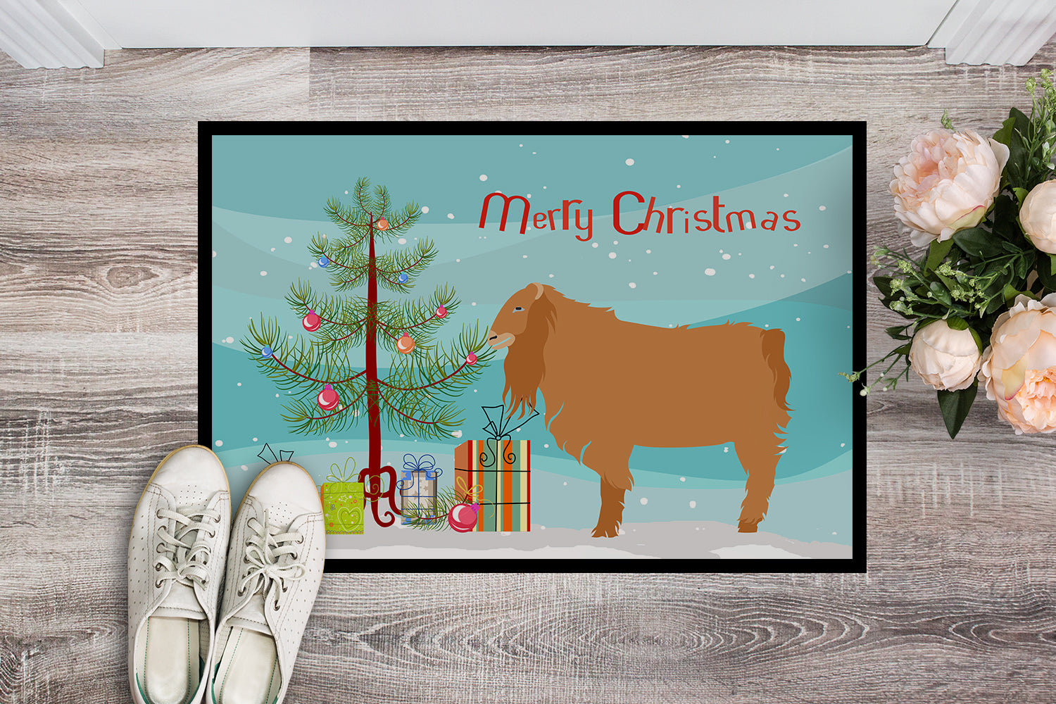 American Lamancha Goat Christmas Indoor or Outdoor Mat 18x27 BB9252MAT - the-store.com