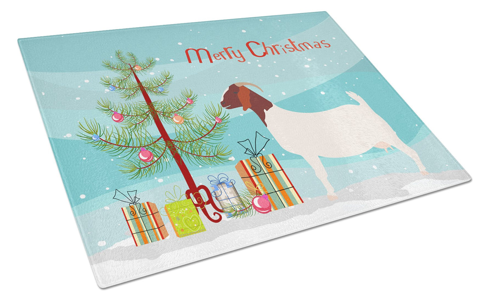 Boer Goat Christmas Glass Cutting Board Large BB9253LCB by Caroline's Treasures