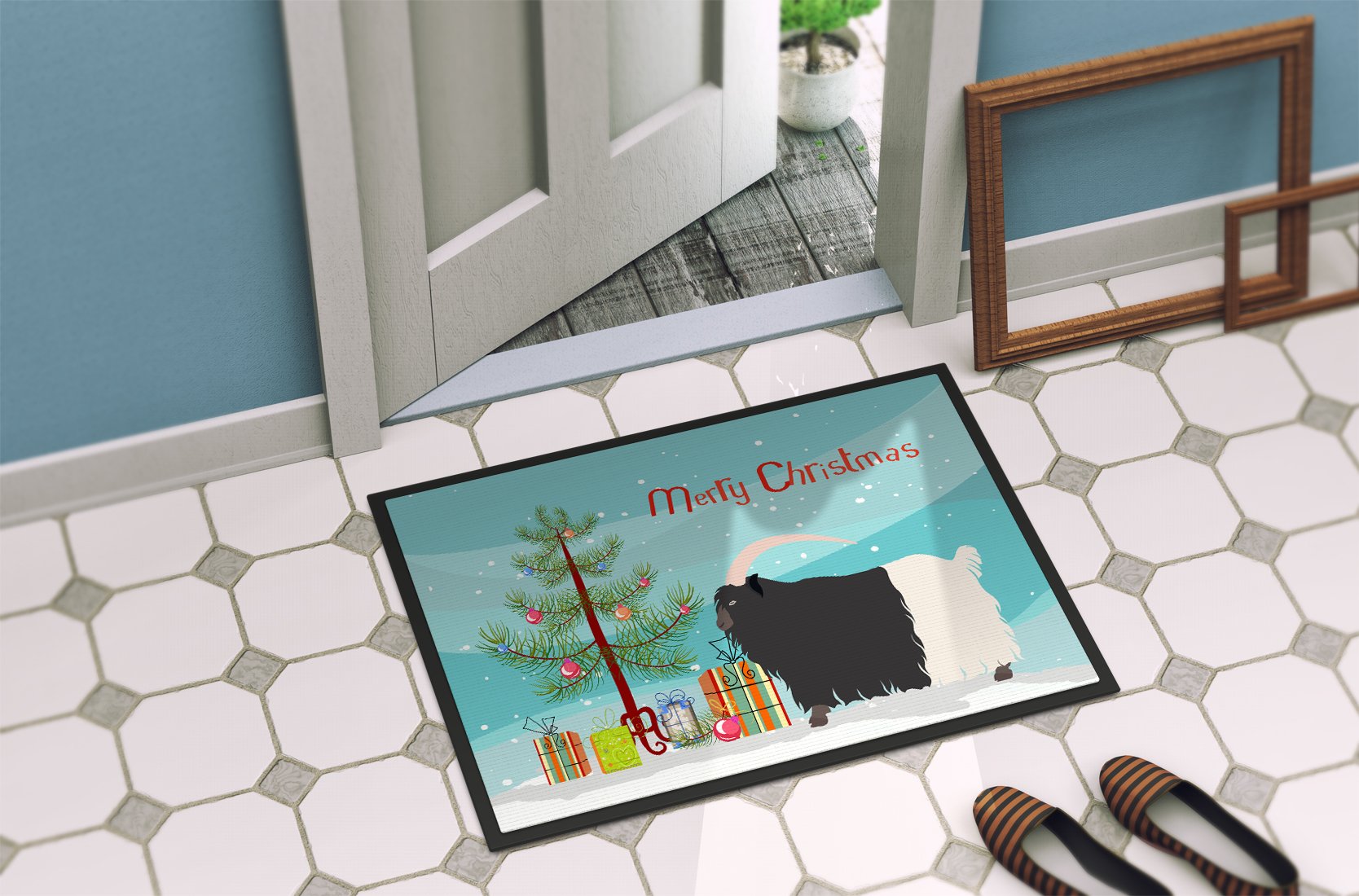 Welsh Black-Necked Goat Christmas Indoor or Outdoor Mat 24x36 BB9254JMAT by Caroline's Treasures