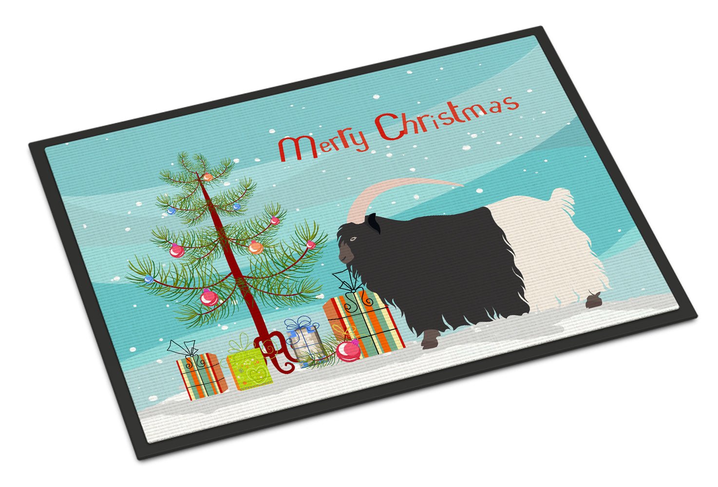 Welsh Black-Necked Goat Christmas Indoor or Outdoor Mat 18x27 BB9254MAT - the-store.com